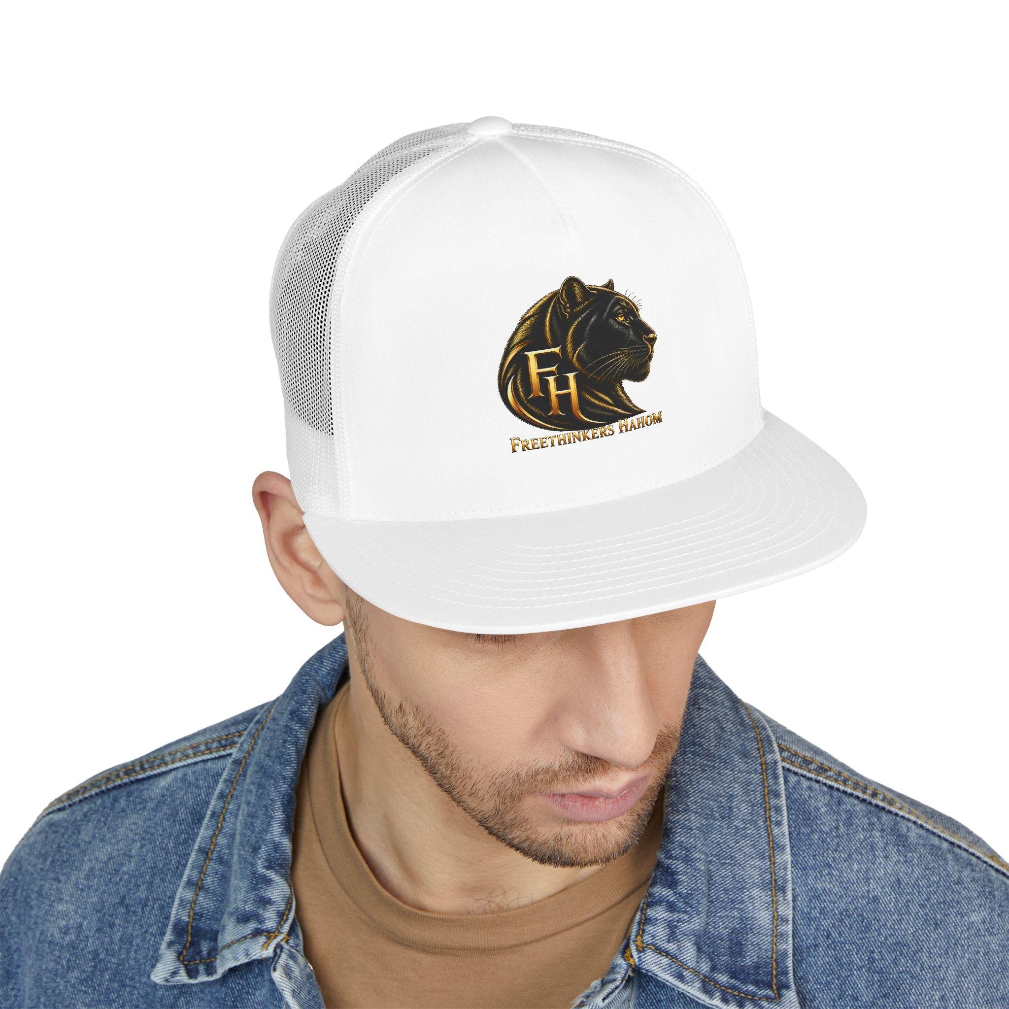 black panther Head Monogram FH Trucker Cap | Gold Foil Logo, view 7