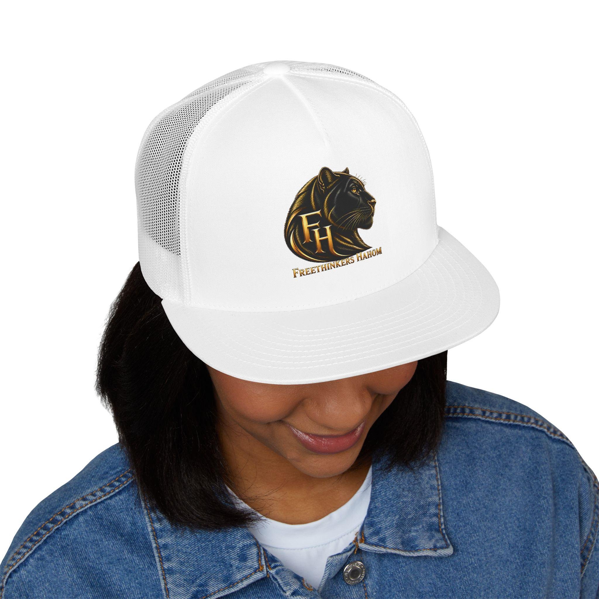 black panther Head Monogram FH Trucker Cap | Gold Foil Logo, view 9