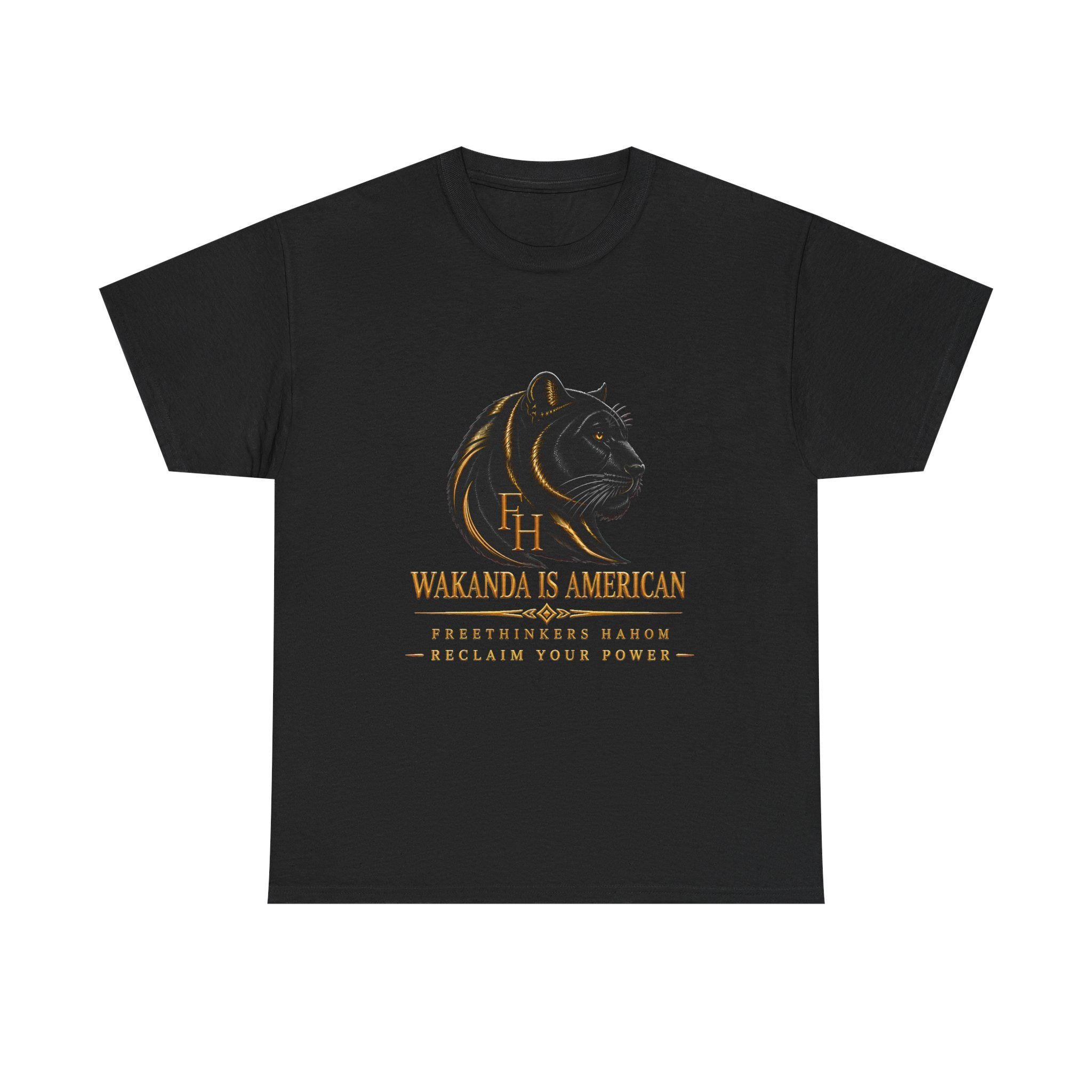 Wakanda Is American Tee | Black Panther Silhouette, Hero Fist Graphic