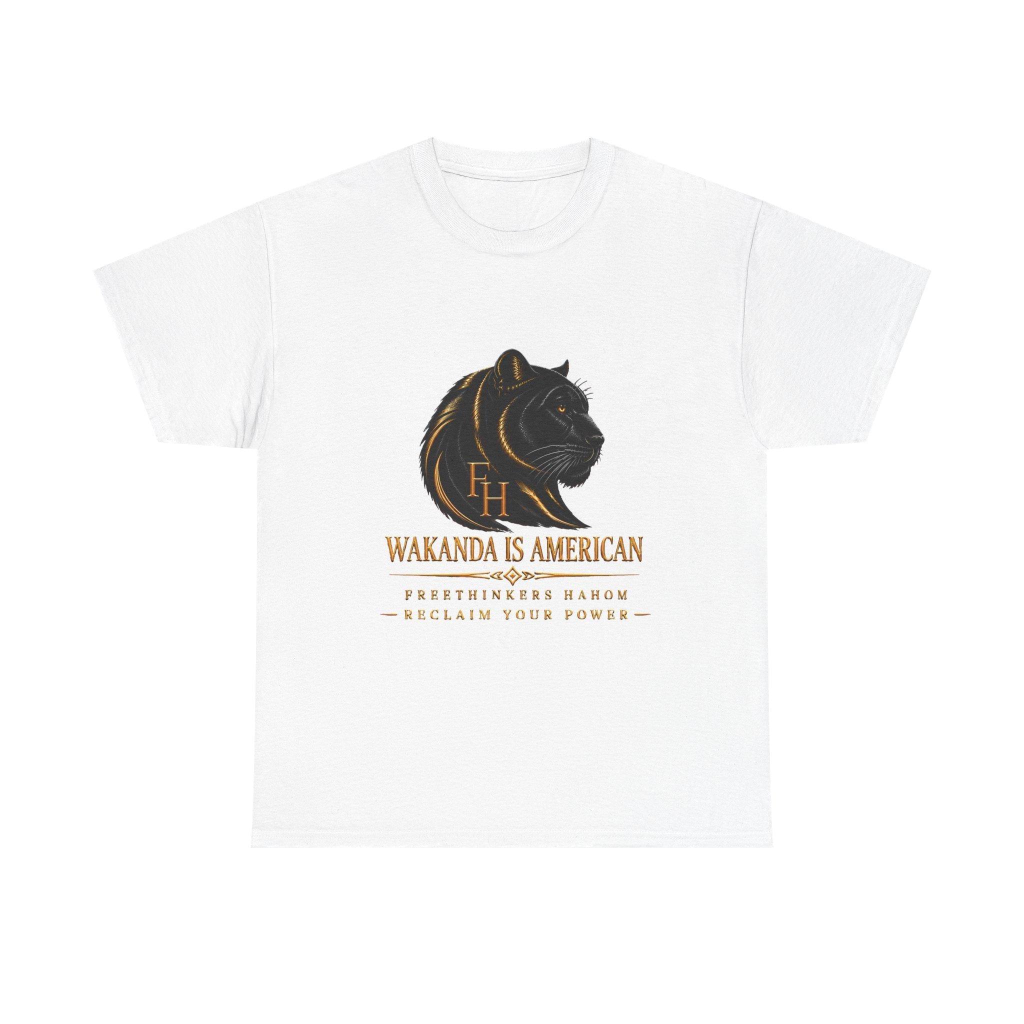 Wakanda Is American Tee | Black Panther Silhouette, Hero Fist Graphic, view 2