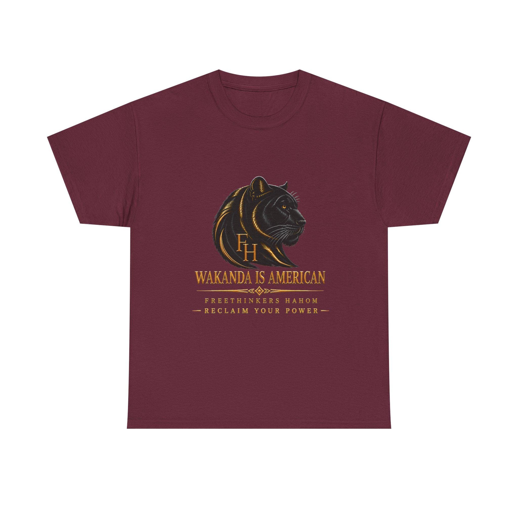 Wakanda Is American Tee | Black Panther Silhouette, Hero Fist Graphic, view 3