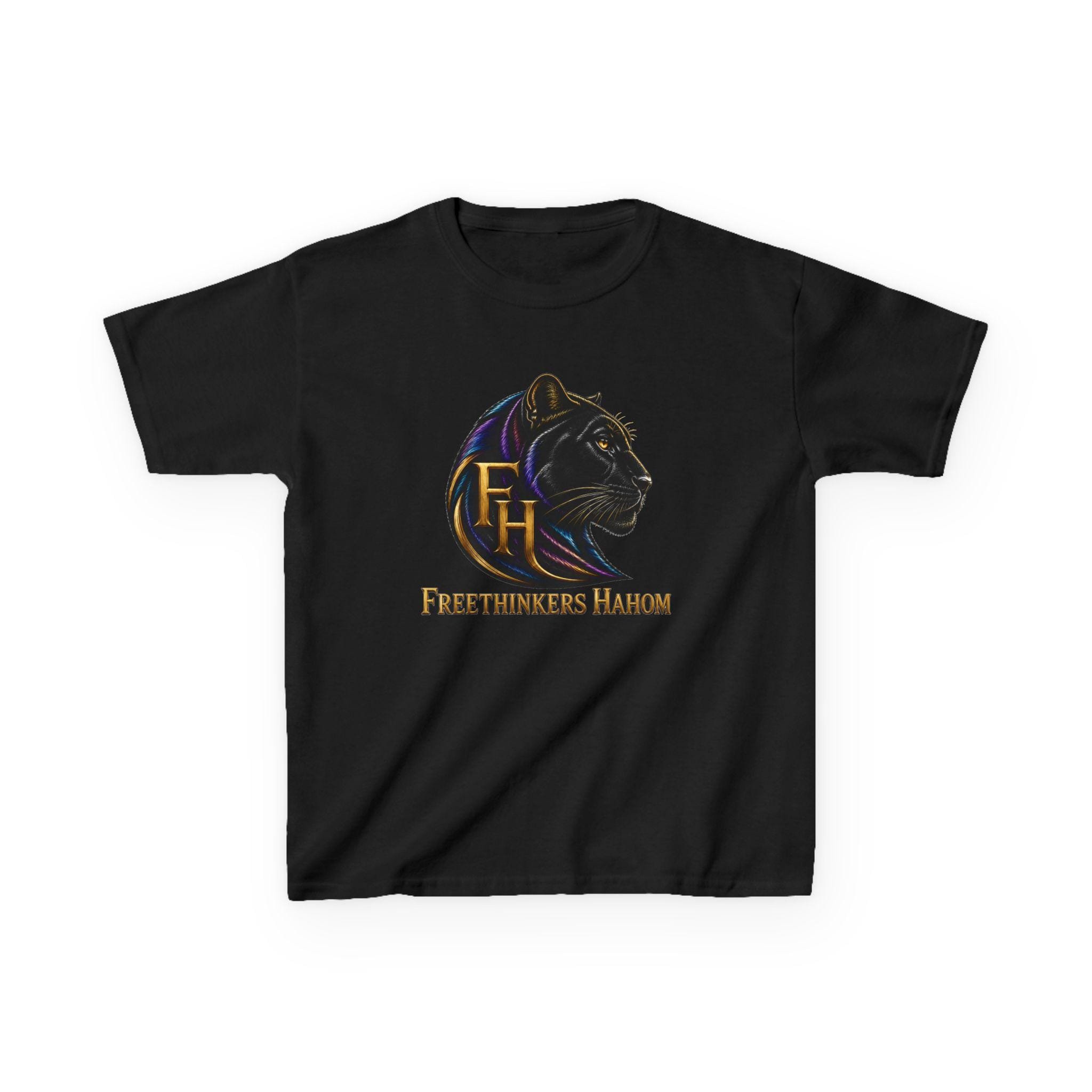 Freethinkers Hahom Panther Logo Kids Tee | Black Panther Graphic, view 3