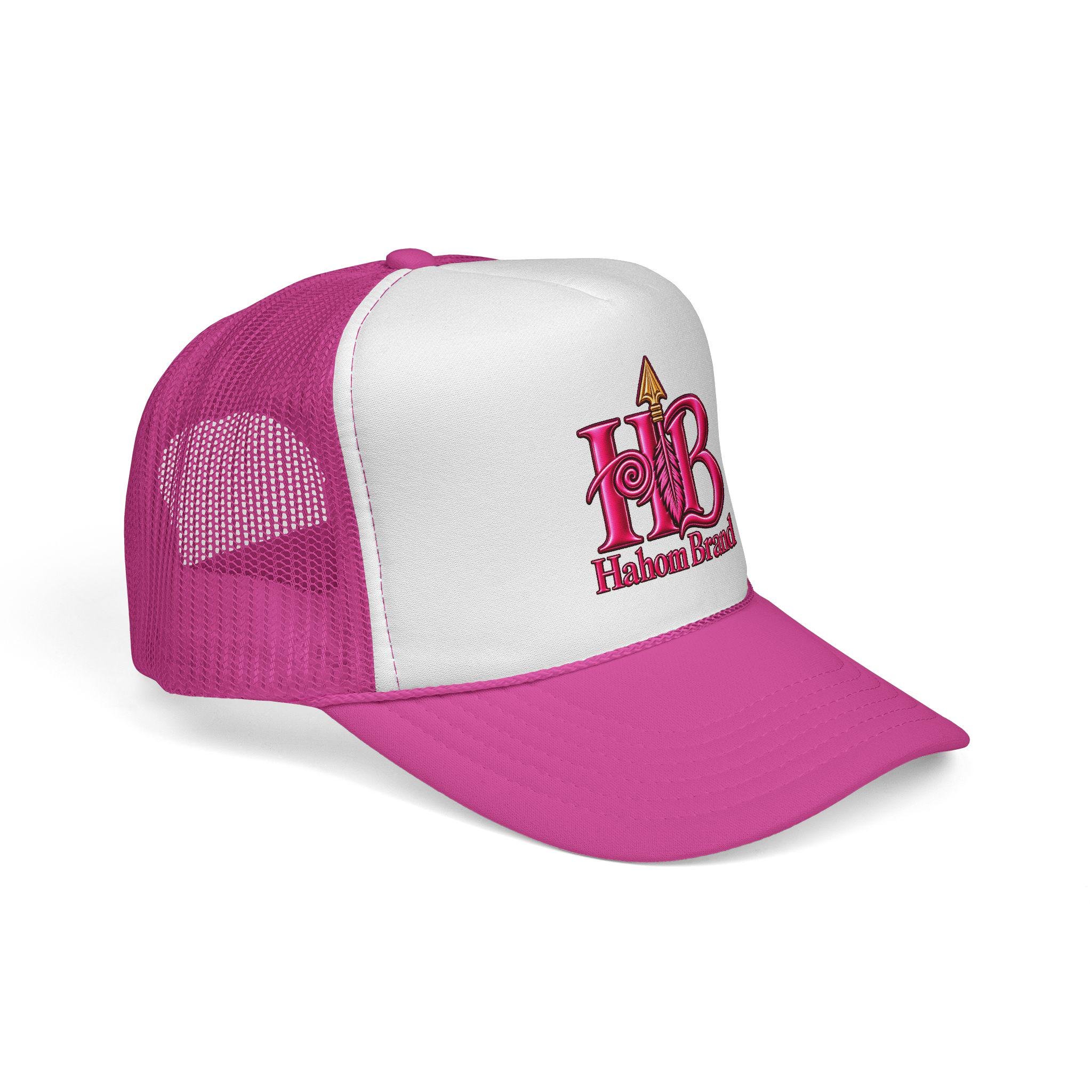 HB Arrow Logo Trucker Cap | Pink Mesh Baseball Hat, view 3