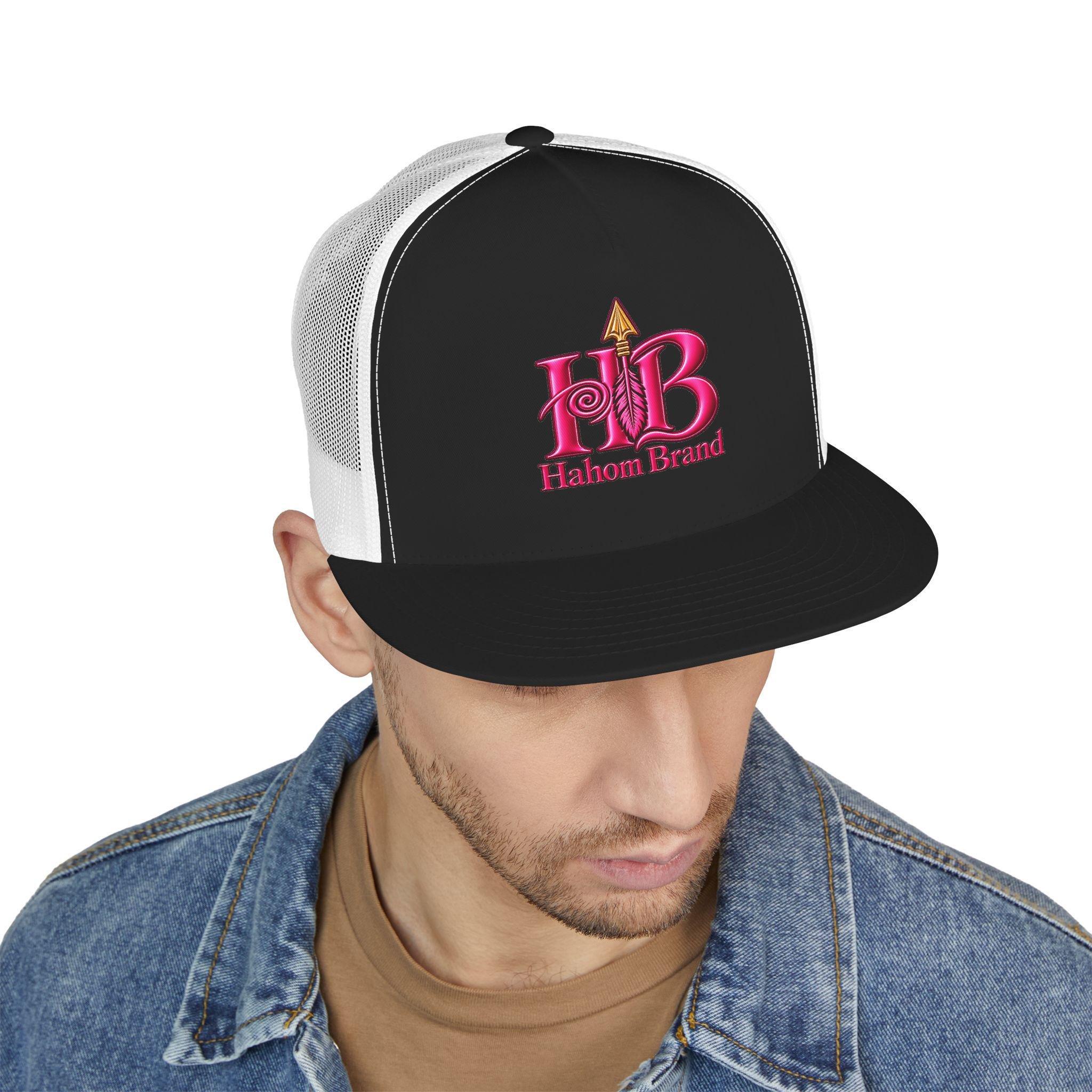 HB Arrow Logo 5 Panel Trucker Cap |DTF Mesh Snapback, view 15