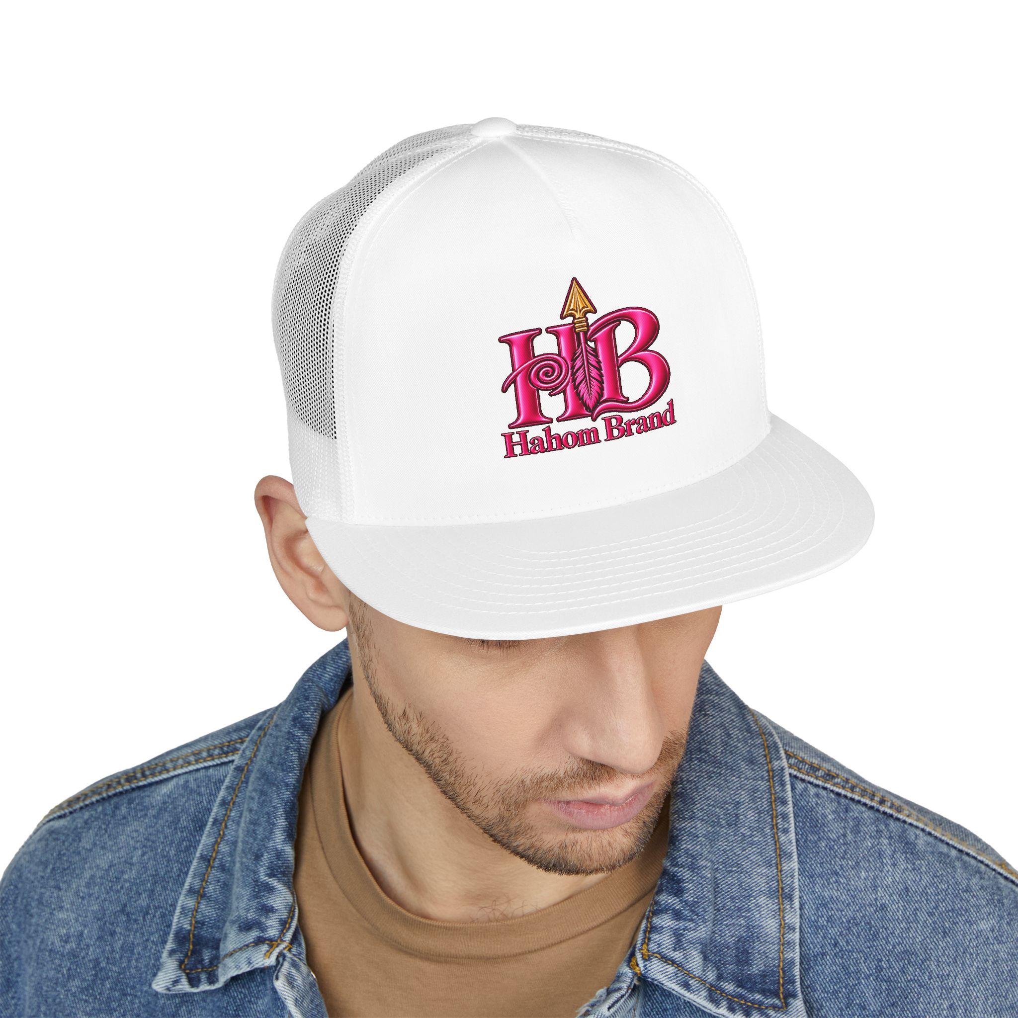 HB Arrow Logo 5 Panel Trucker Cap |DTF Mesh Snapback, view 4