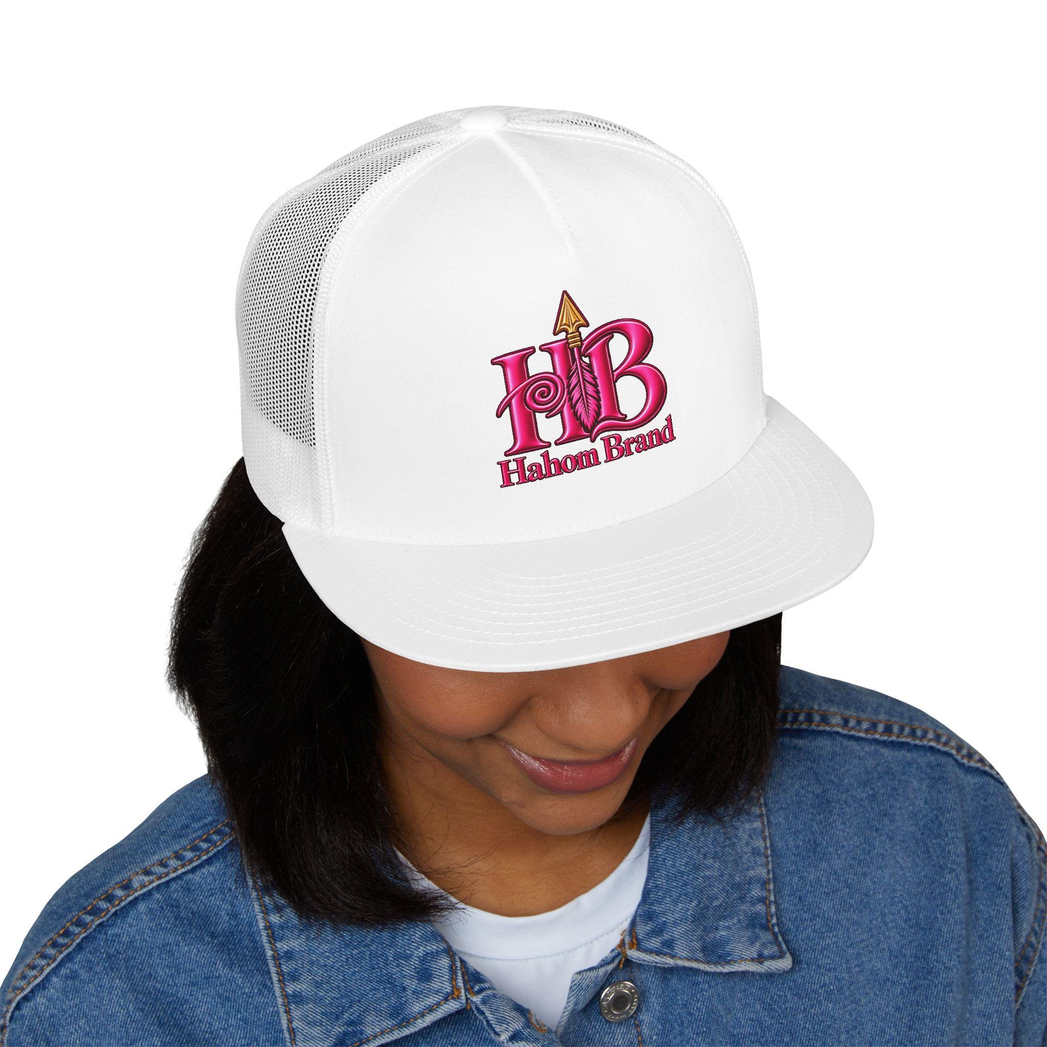 HB Arrow Logo 5 Panel Trucker Cap |DTF Mesh Snapback, view 6