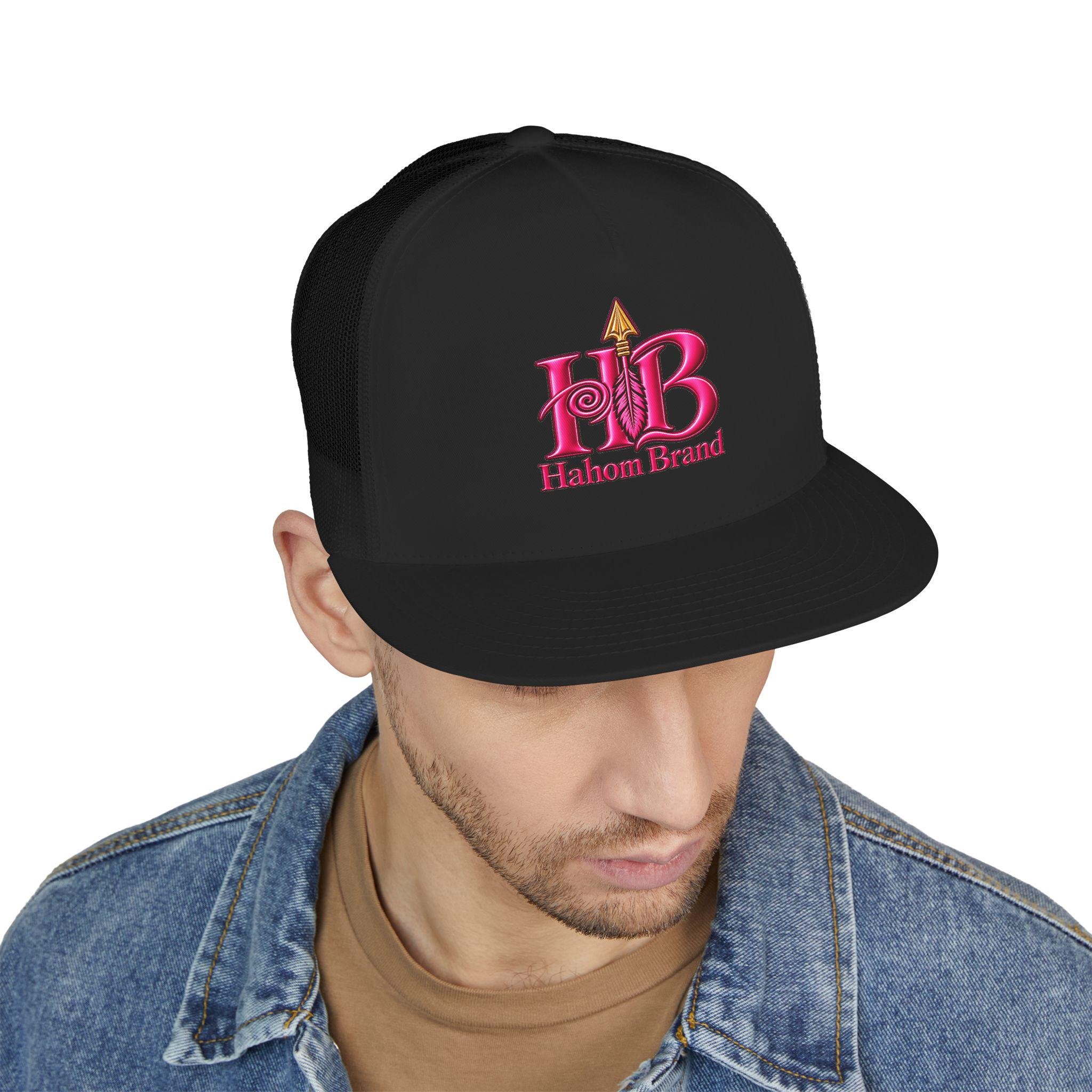 HB Arrow Logo 5 Panel Trucker Cap |DTF Mesh Snapback, view 9