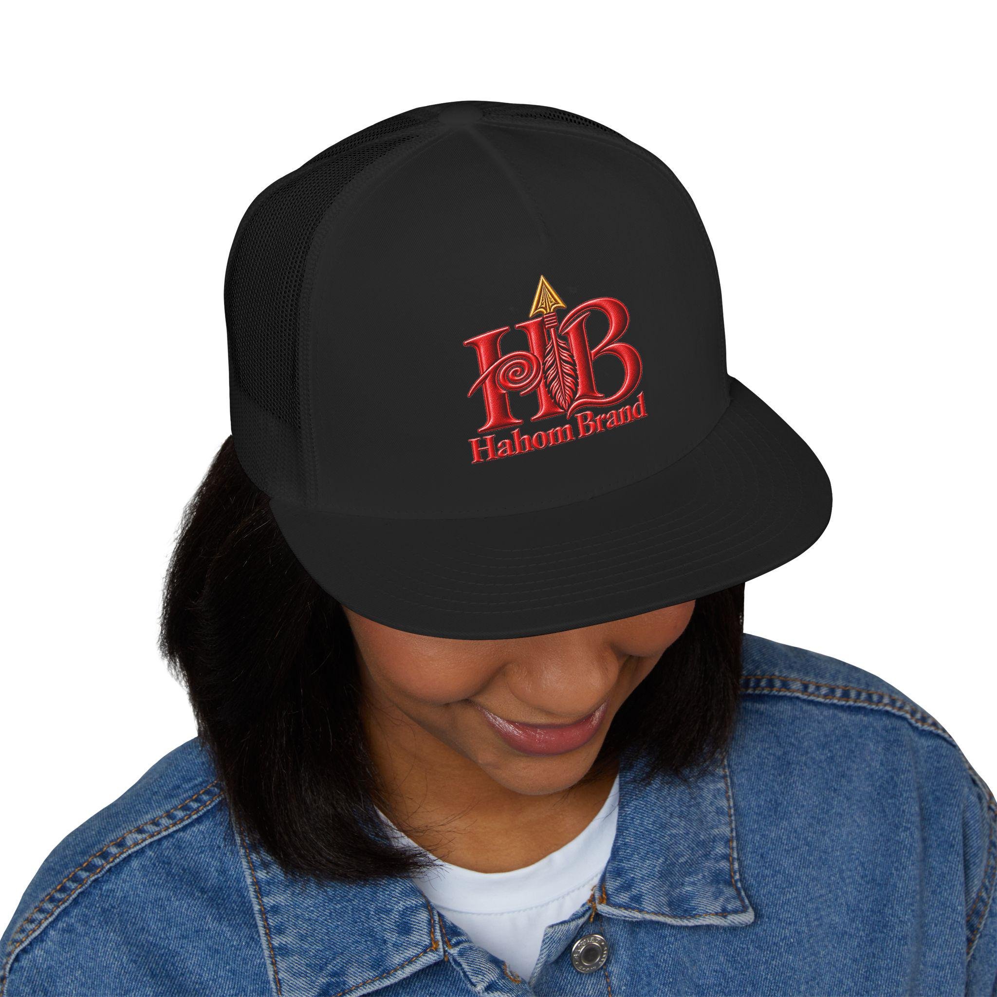 HB Logo Arrow 5 Panel Trucker Cap | Hahom Brand, view 17