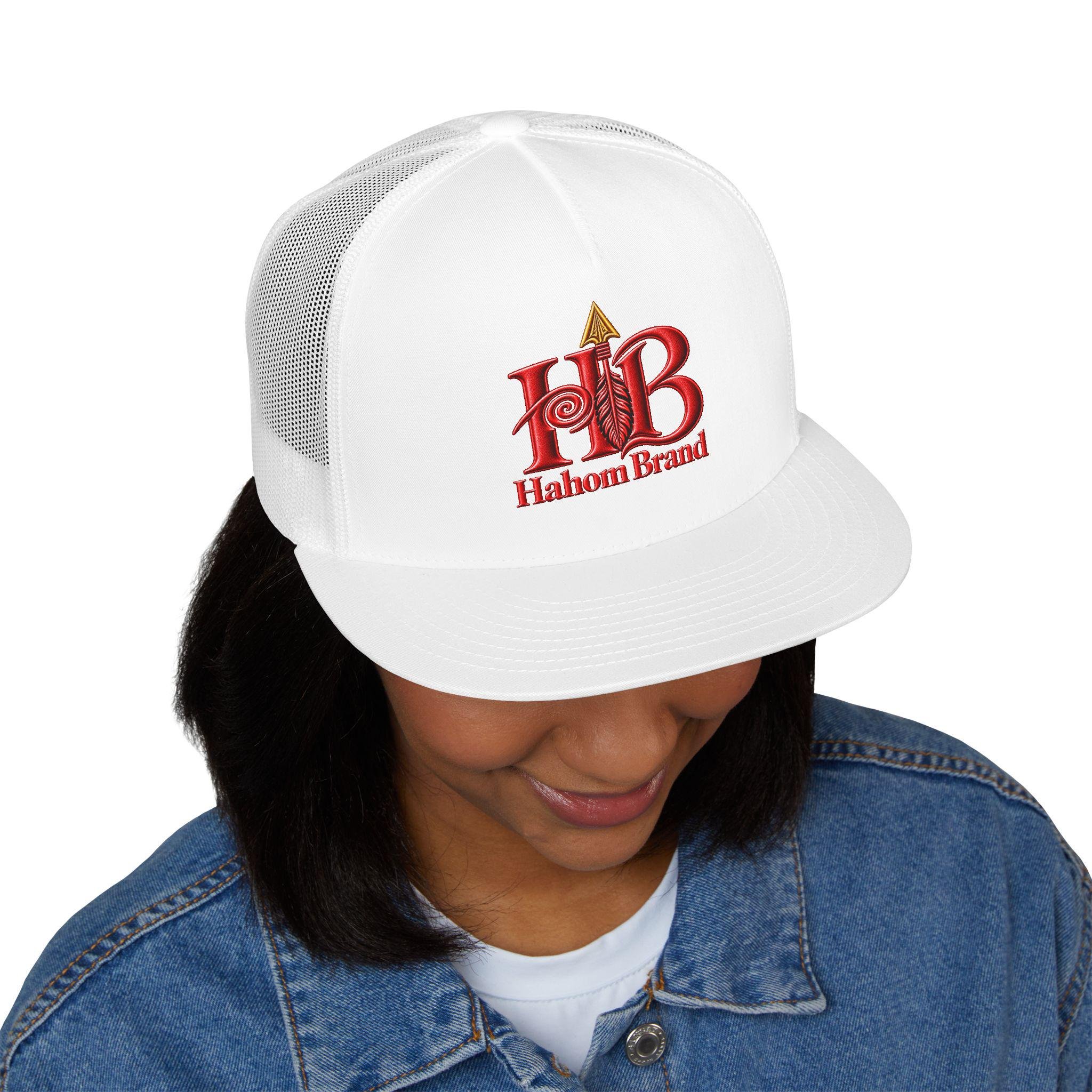 HB Logo Arrow 5 Panel Trucker Cap | Hahom Brand, view 6