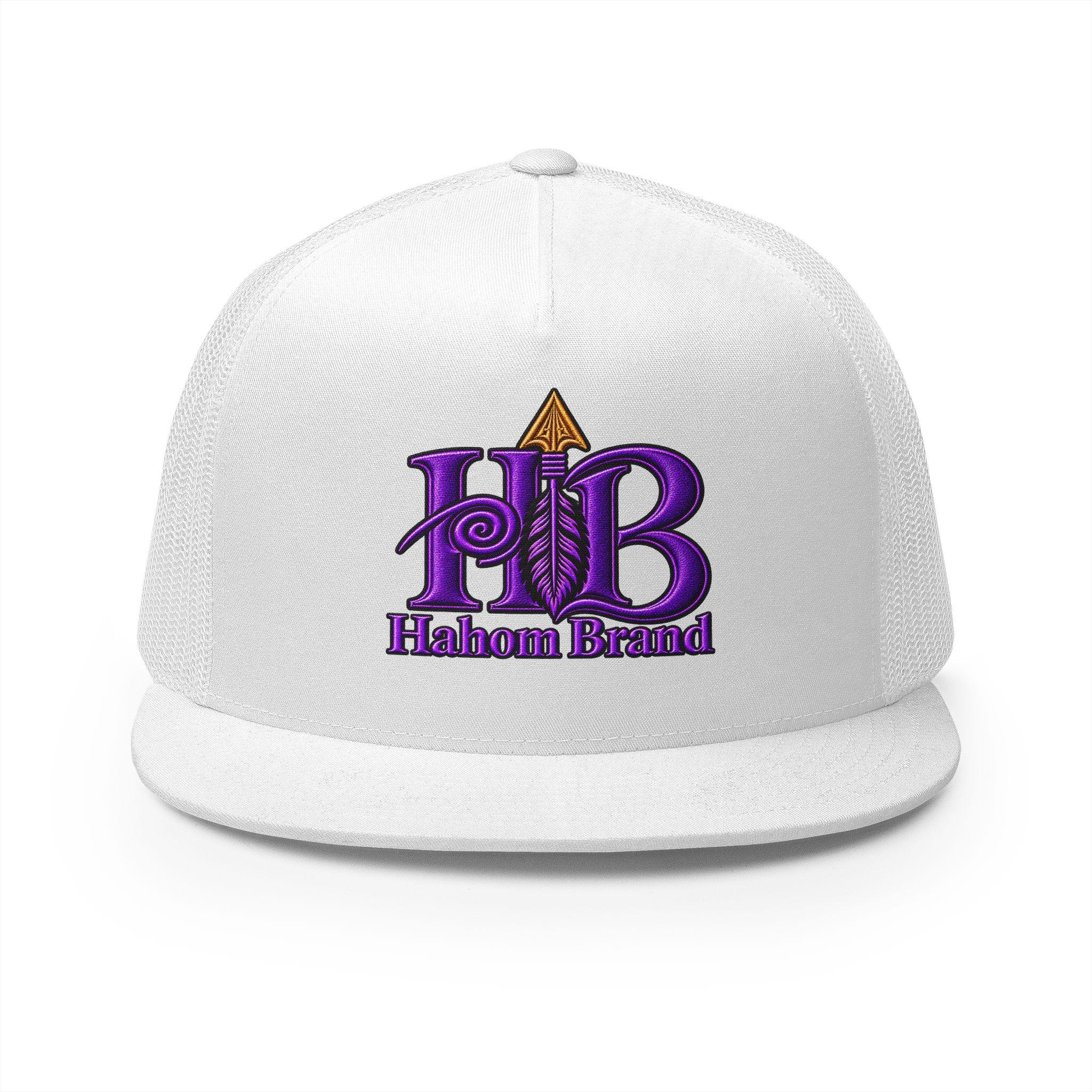 HB Arrow Logo 5 Panel Trucker Cap | Purple Vintage Emblem, view 2