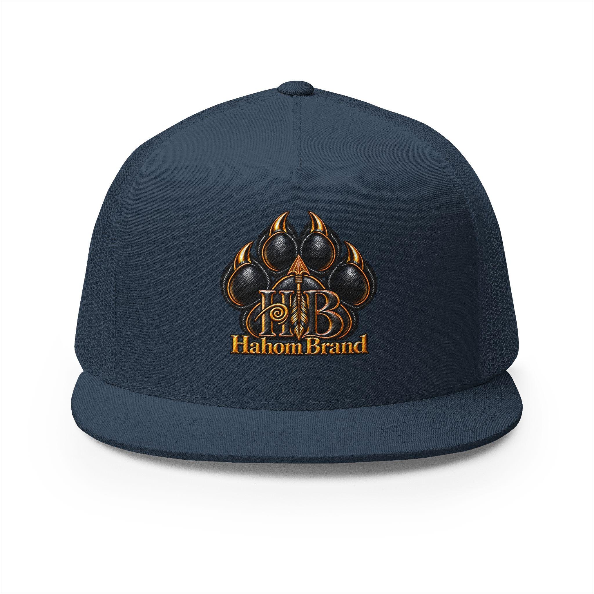 Black Paw Print Logo Trucker Cap | Embroidered Paw Emblem Hat, view 11