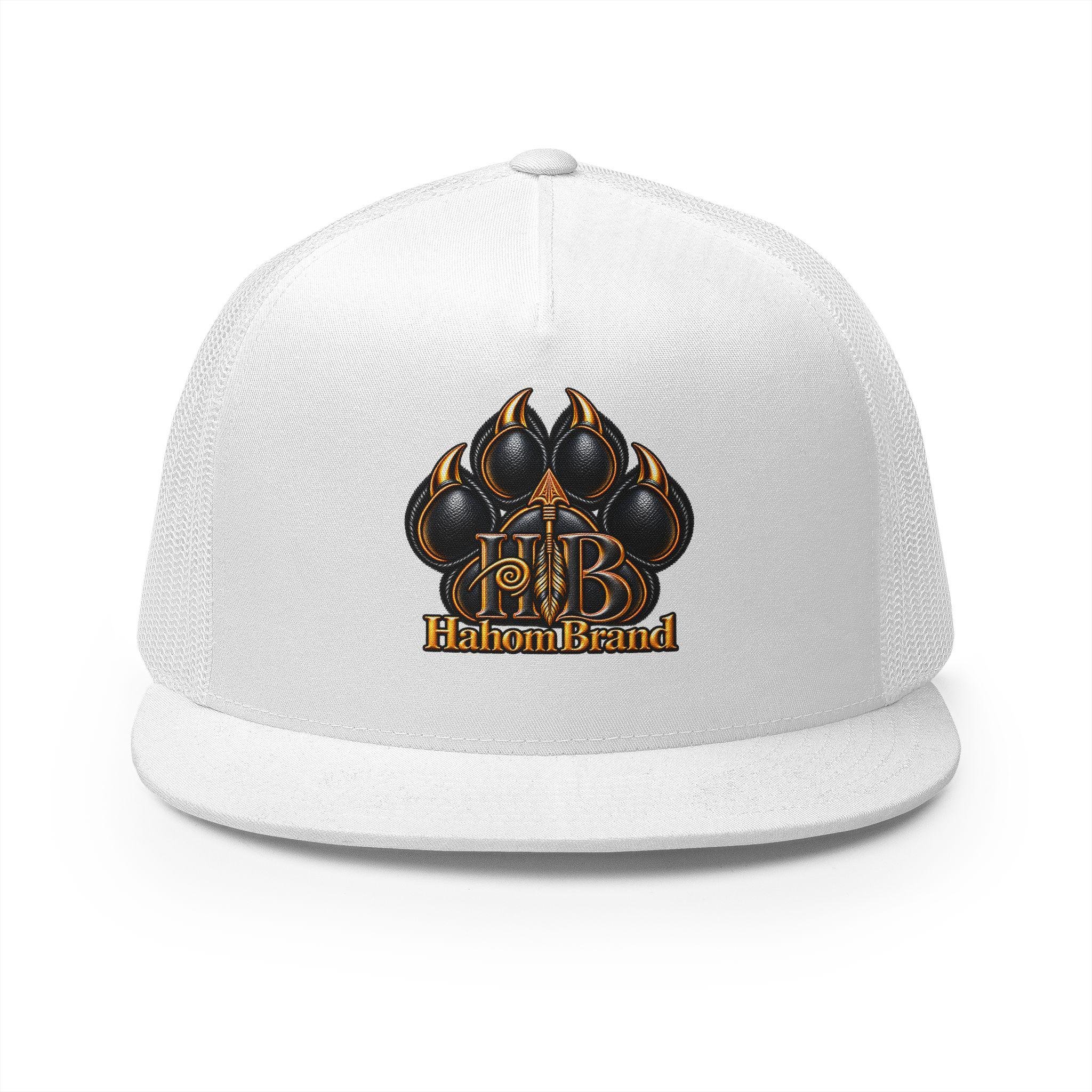 Black Paw Print Logo Trucker Cap | Embroidered Paw Emblem Hat, view 2