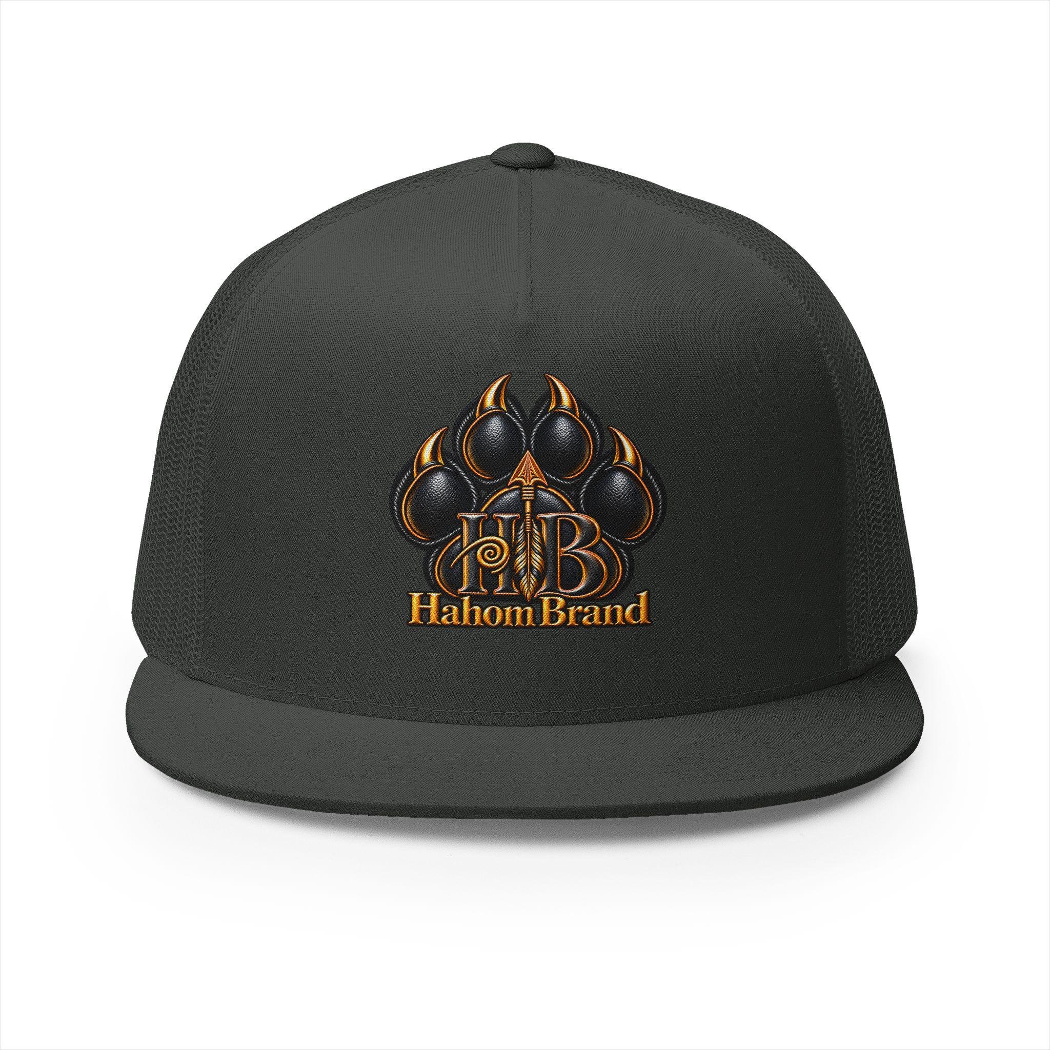 Black Paw Print Logo Trucker Cap | Embroidered Paw Emblem Hat, view 5