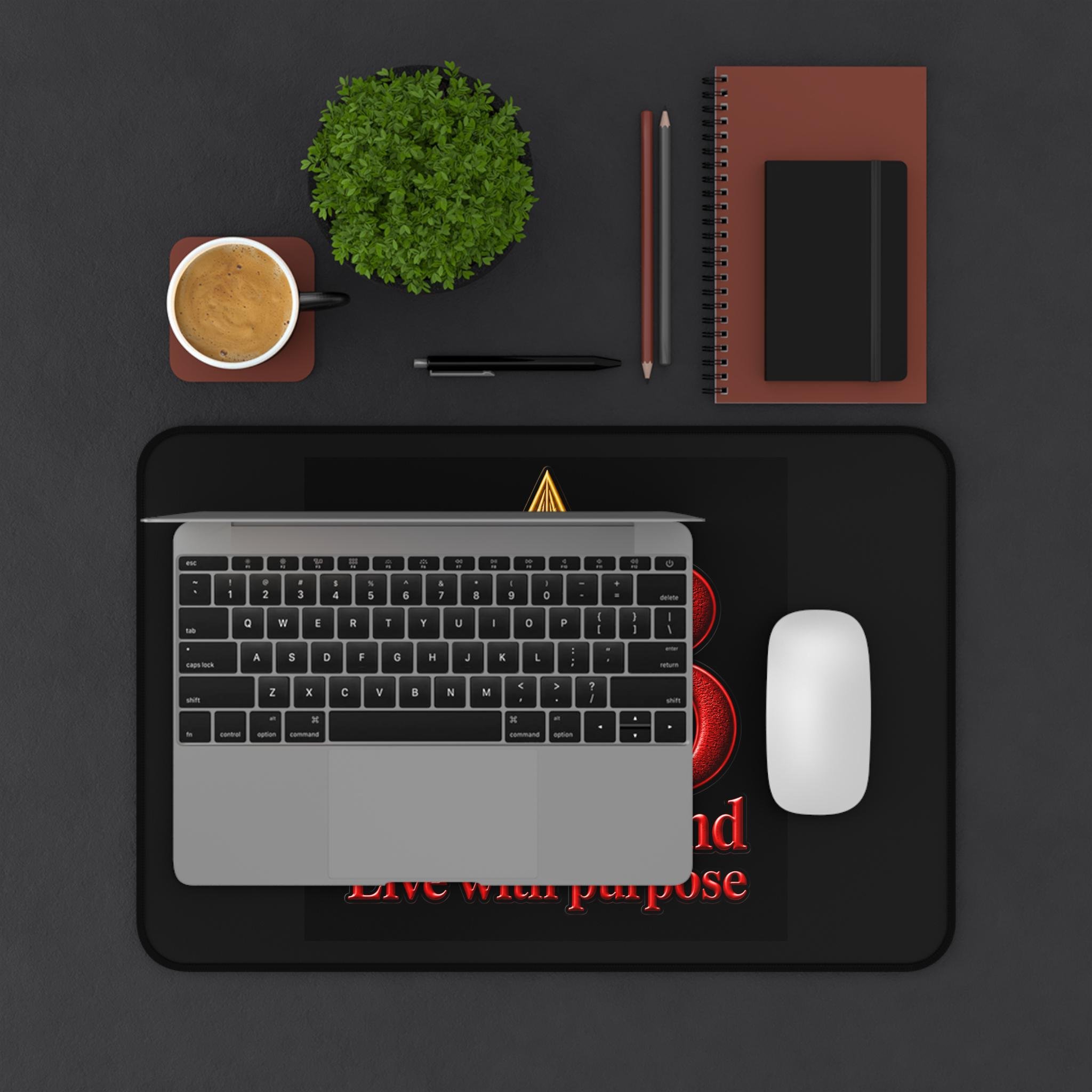 Hahom Brand Live With Purpose Desk Mat | Logo Mouse Pad, view 3