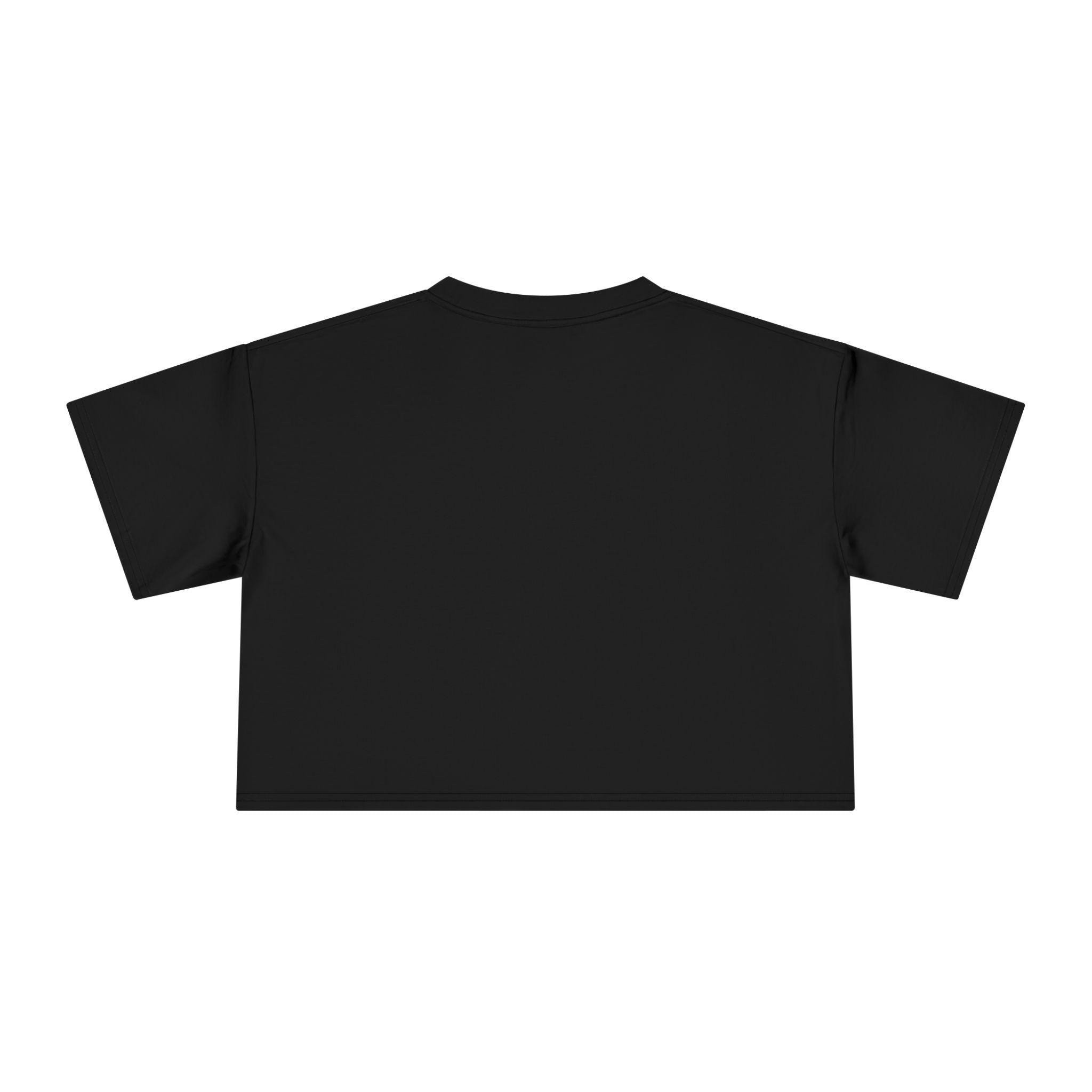 Black Paw Emblem Women's Crop Tee | Leather Effect Paw Graphic, view 5