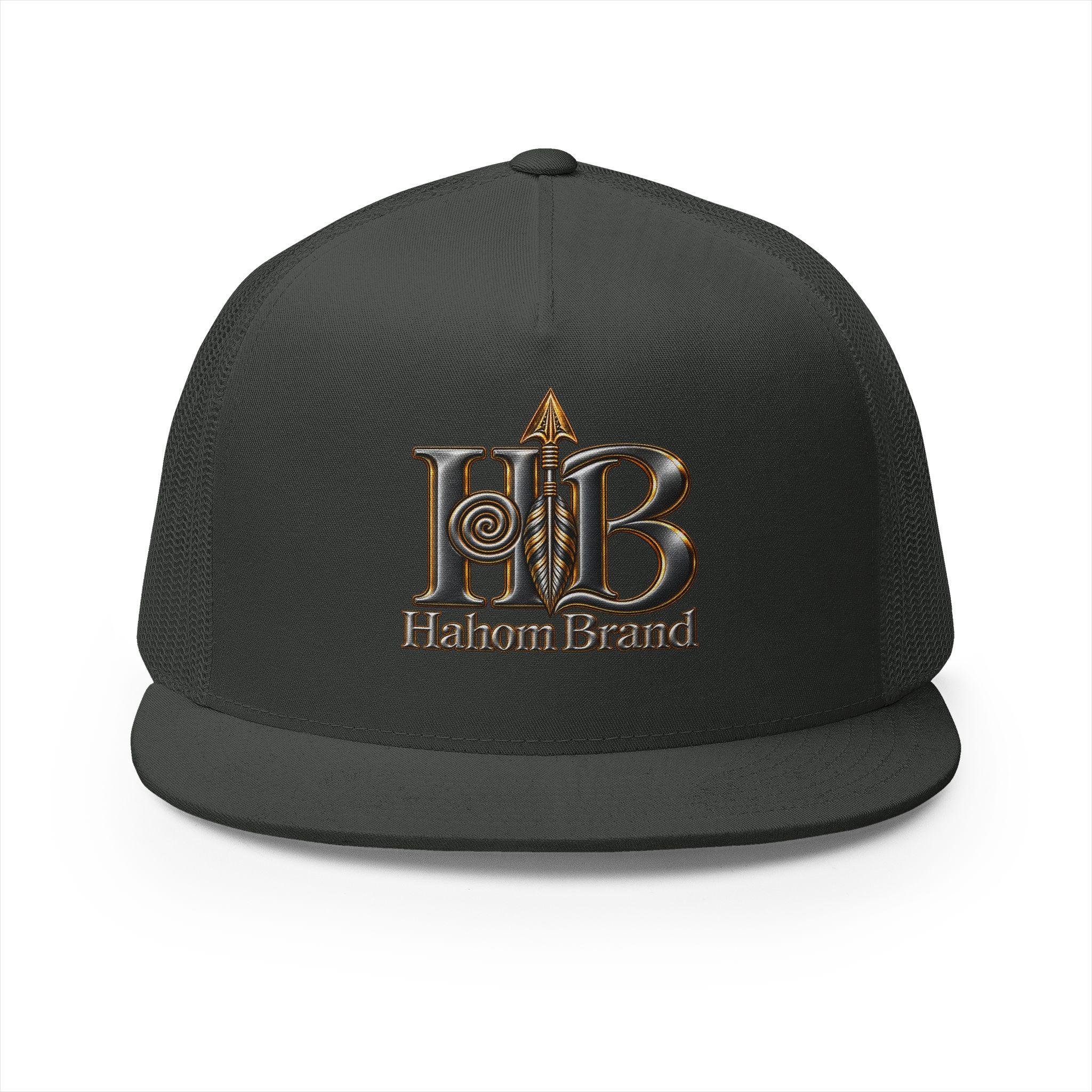 HB Halom Brand Logo Trucker Cap | Embroidered Leather Metallic Emblem, view 10