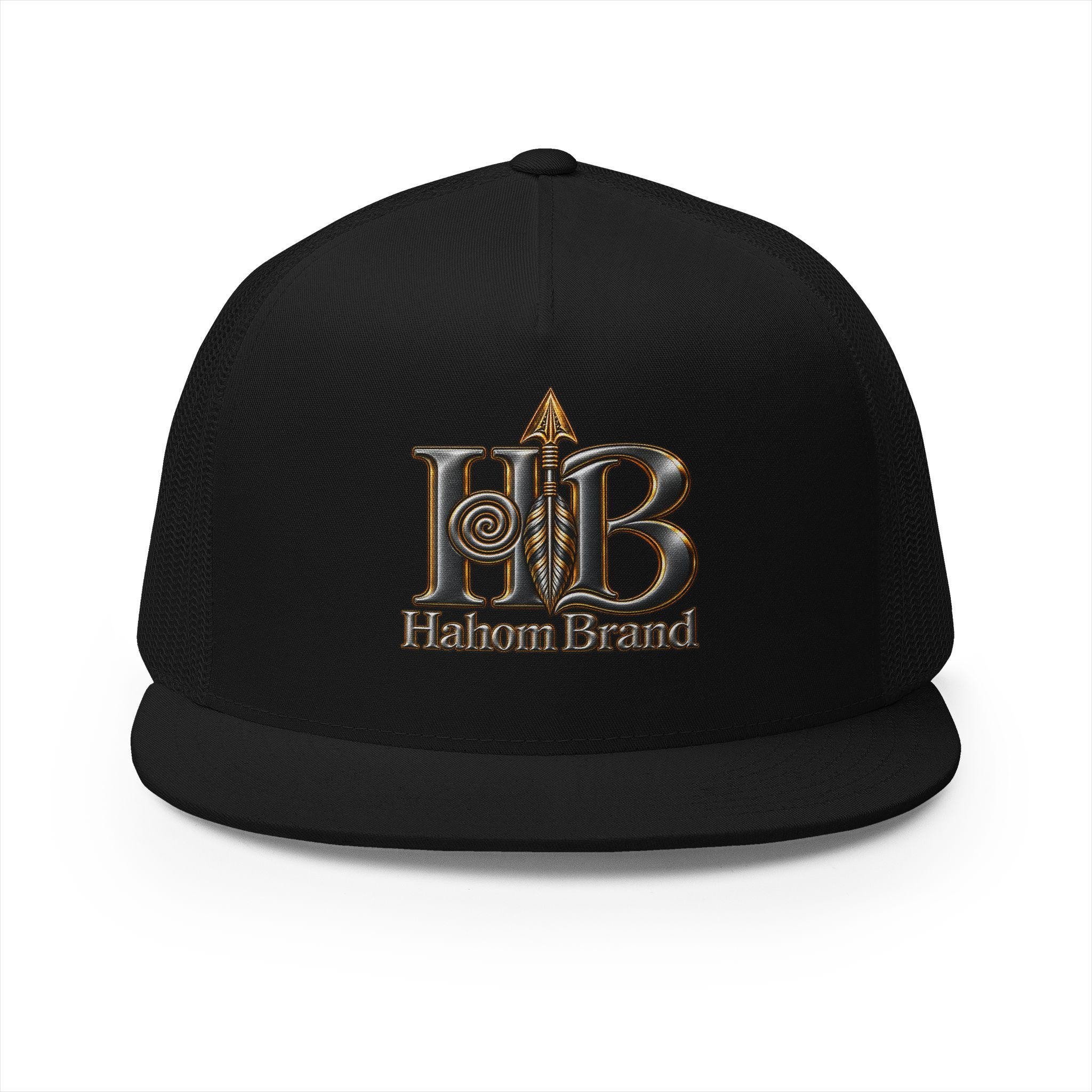 HB Halom Brand Logo Trucker Cap | Embroidered Leather Metallic Emblem, view 15