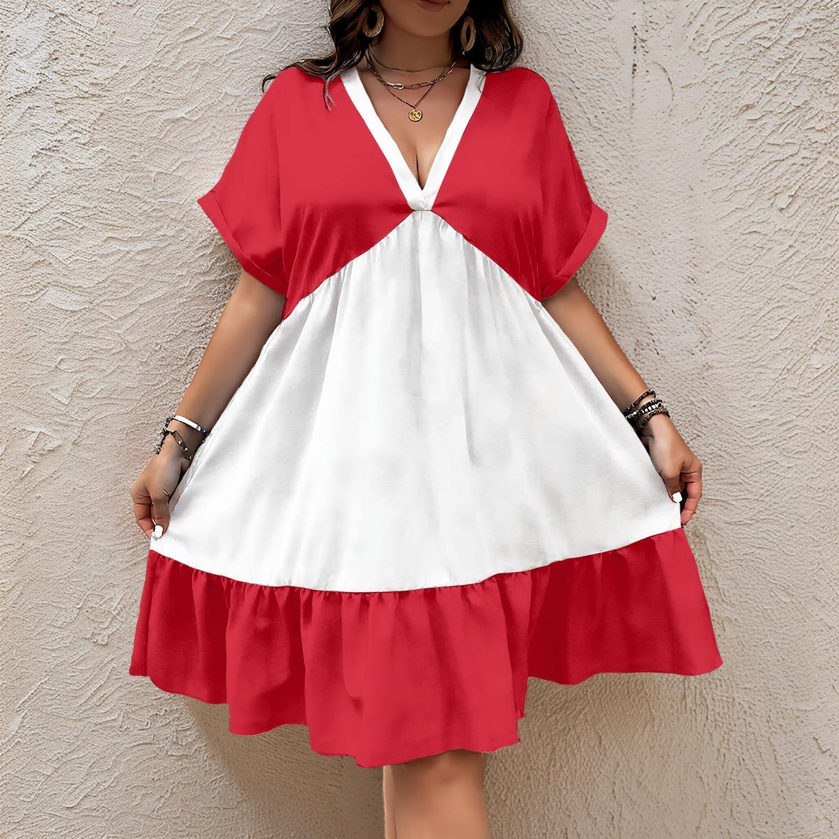 All-Over Print Women s Floral V-Neck Short Sleeve Dress