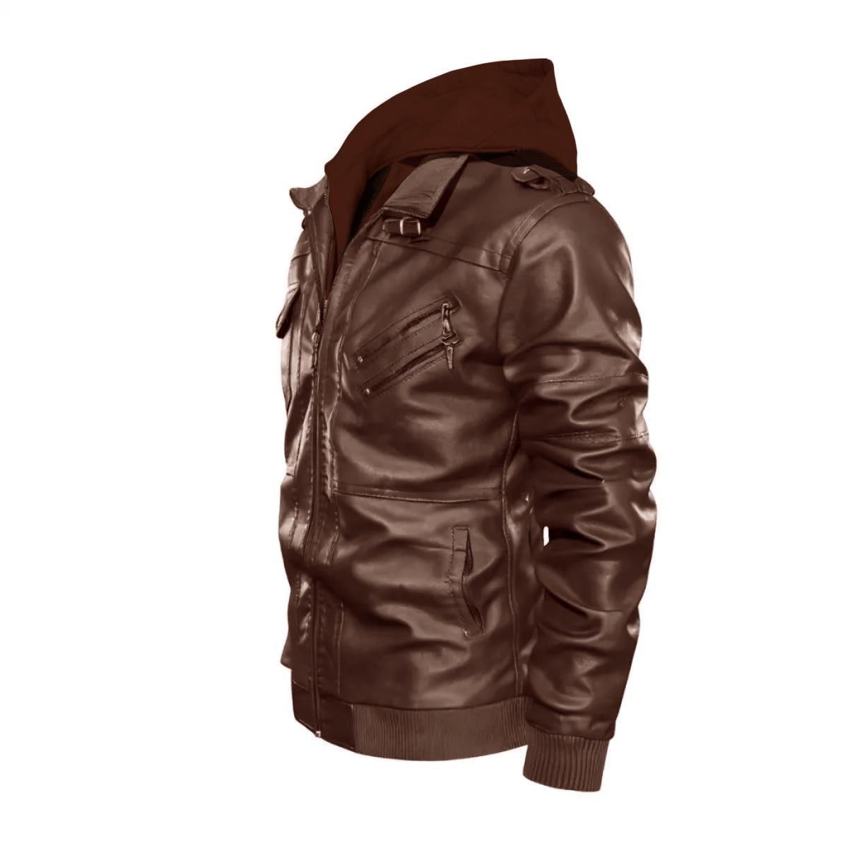 Men's Zip Leather Jacket |DTF, view 3