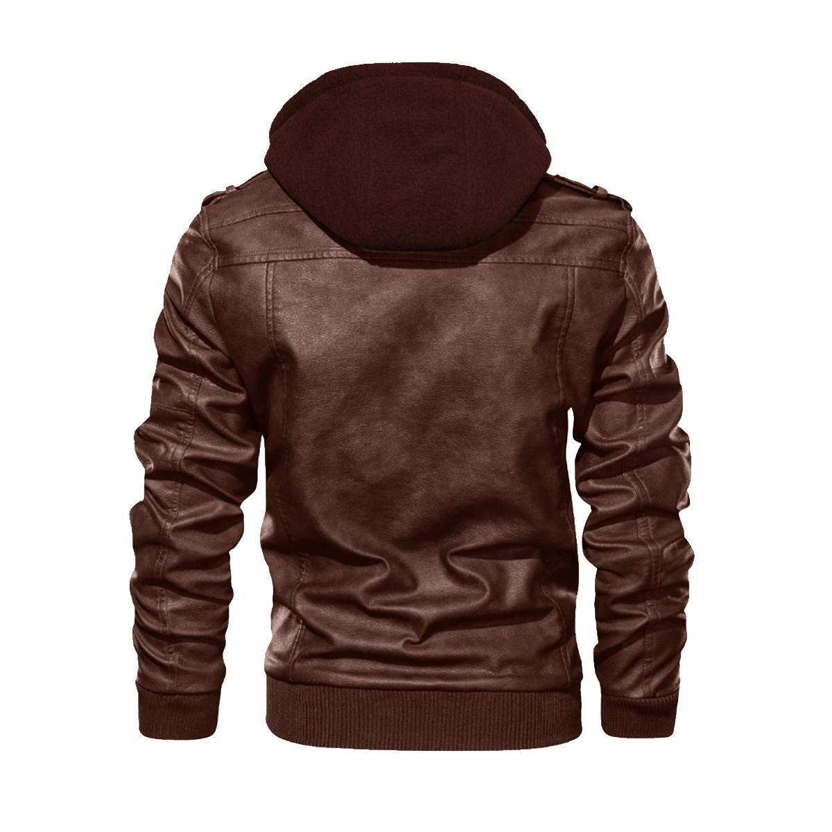Men's Zip Leather Jacket |DTF, view 4
