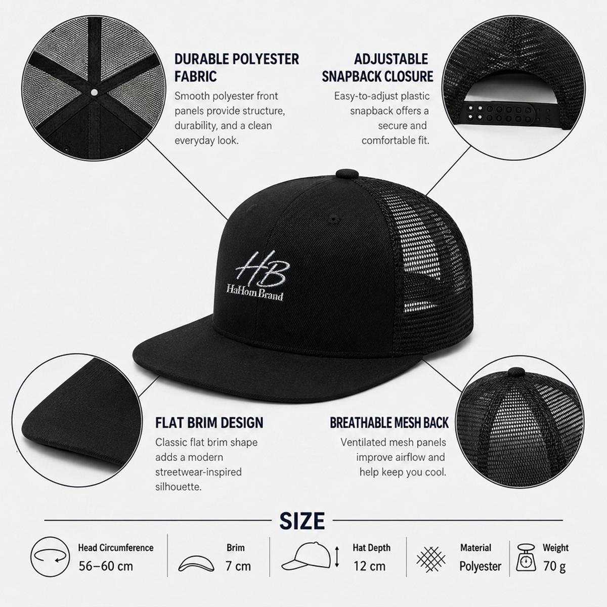 Embroidery Flat-Brim Mesh Cap, view 5