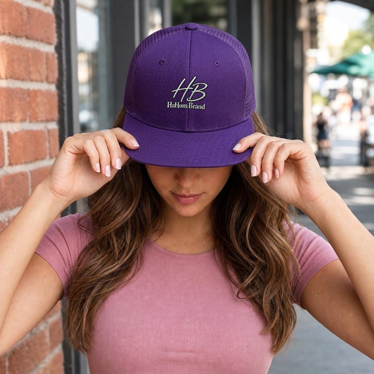 Embroidery Flat-Brim Mesh Cap, view 8
