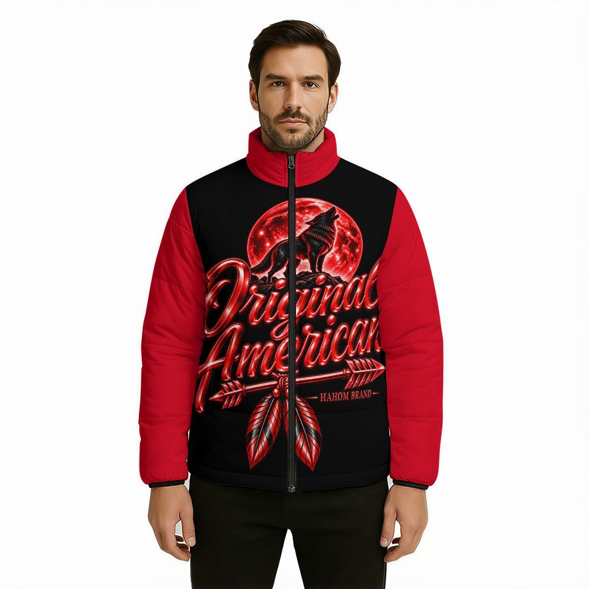 All Over Print Warm Quilted Polyester Jacket, view 3