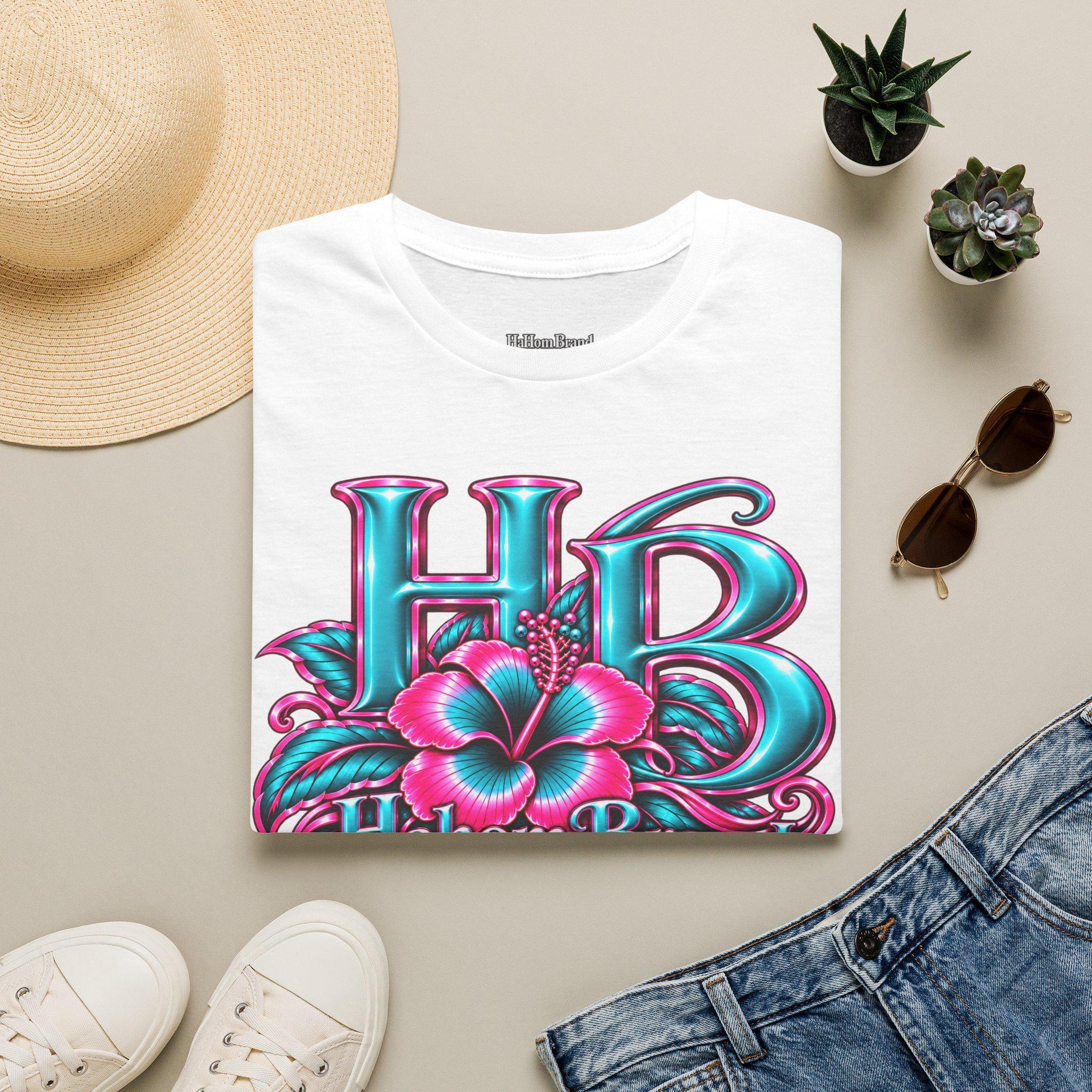 HB Floral Logo T-Shirt | Tropical Pink Teal Graphic, view 11