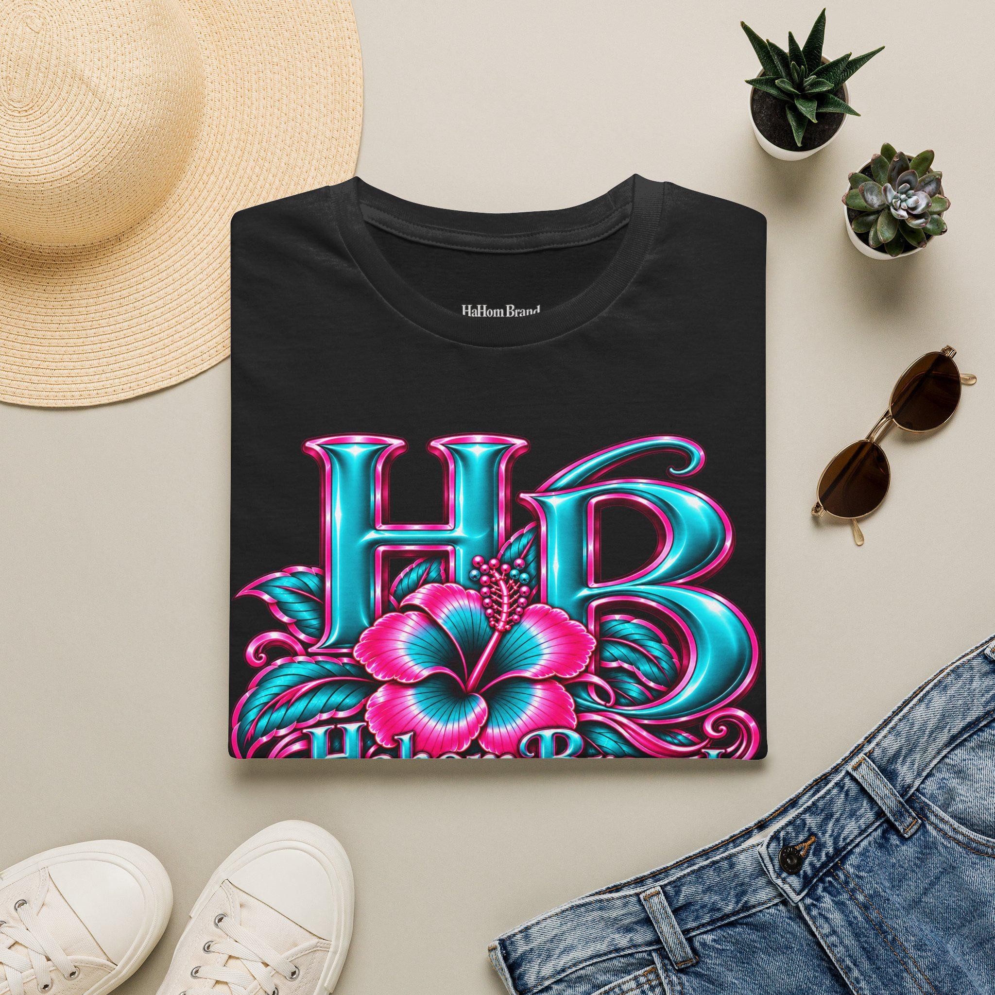 HB Floral Logo T-Shirt | Tropical Pink Teal Graphic, view 12