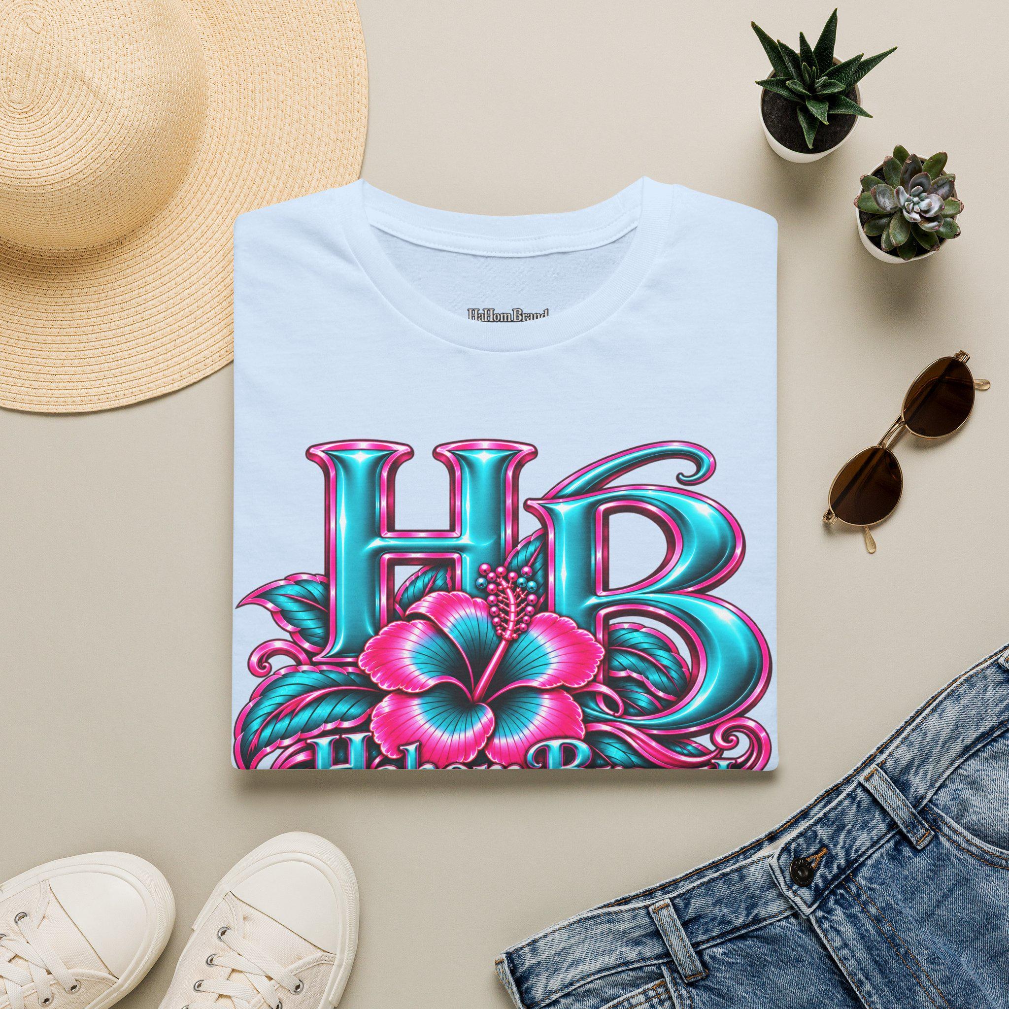 HB Floral Logo T-Shirt | Tropical Pink Teal Graphic, view 13