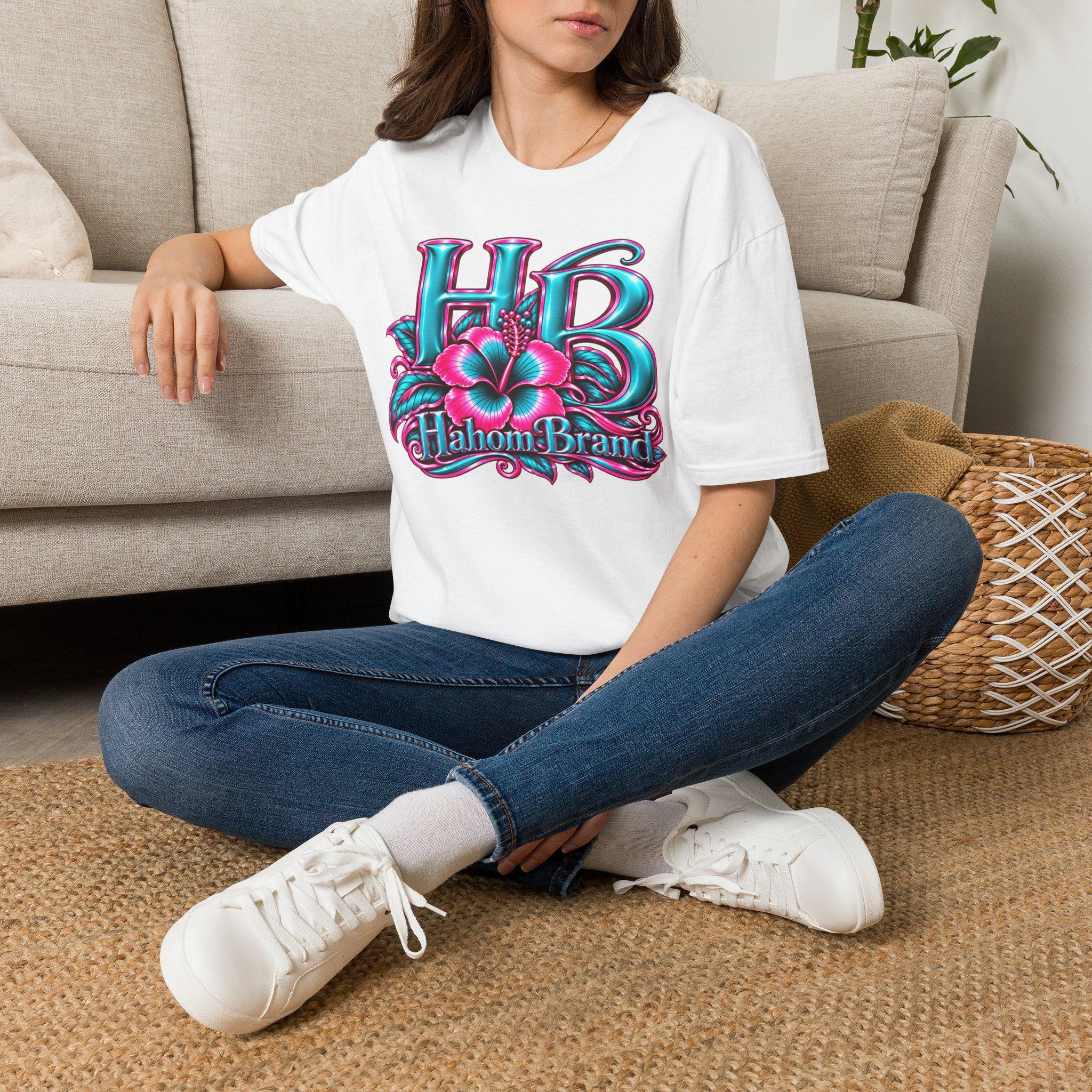 HB Floral Logo T-Shirt | Tropical Pink Teal Graphic, view 16