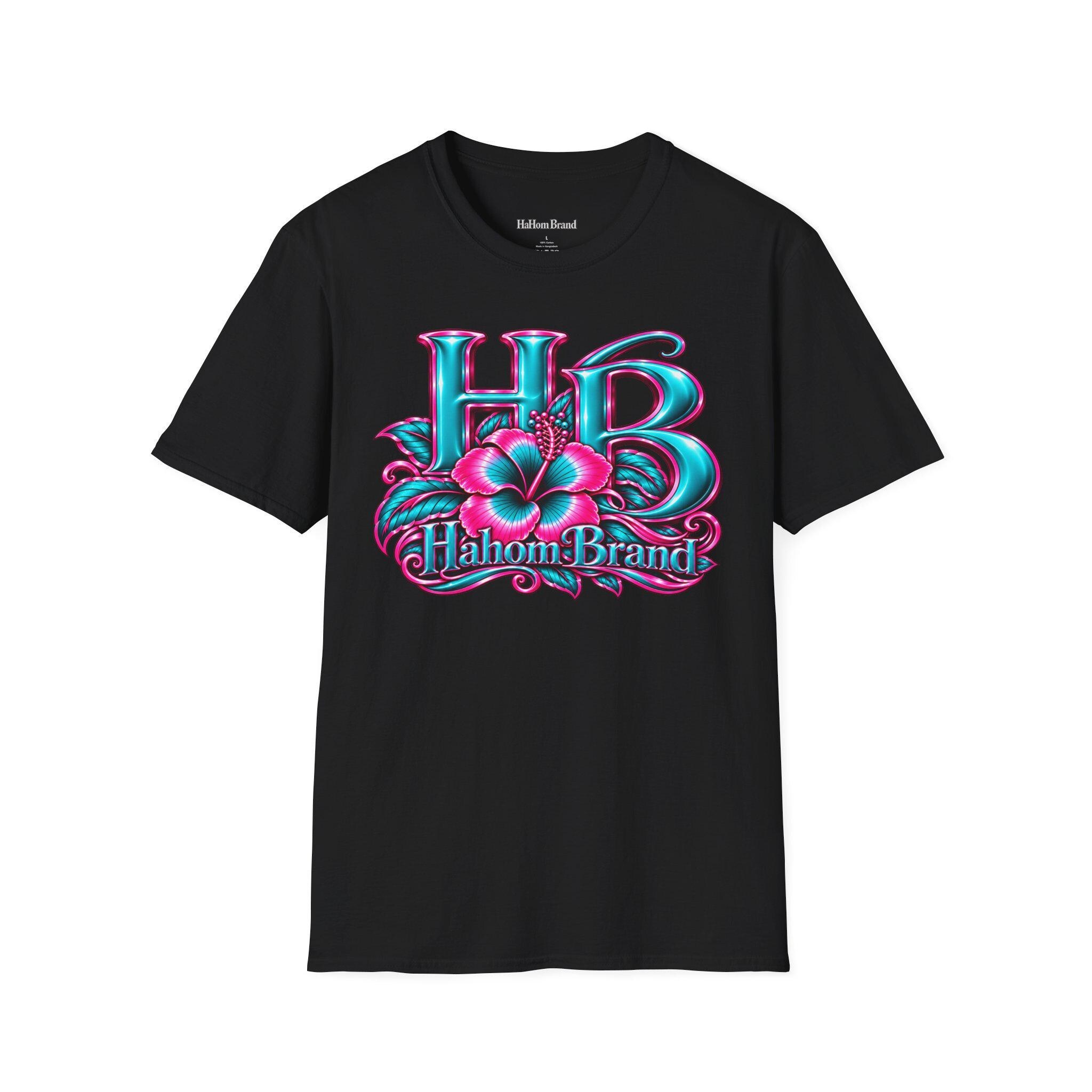 HB Floral Logo T-Shirt | Tropical Pink Teal Graphic, view 4