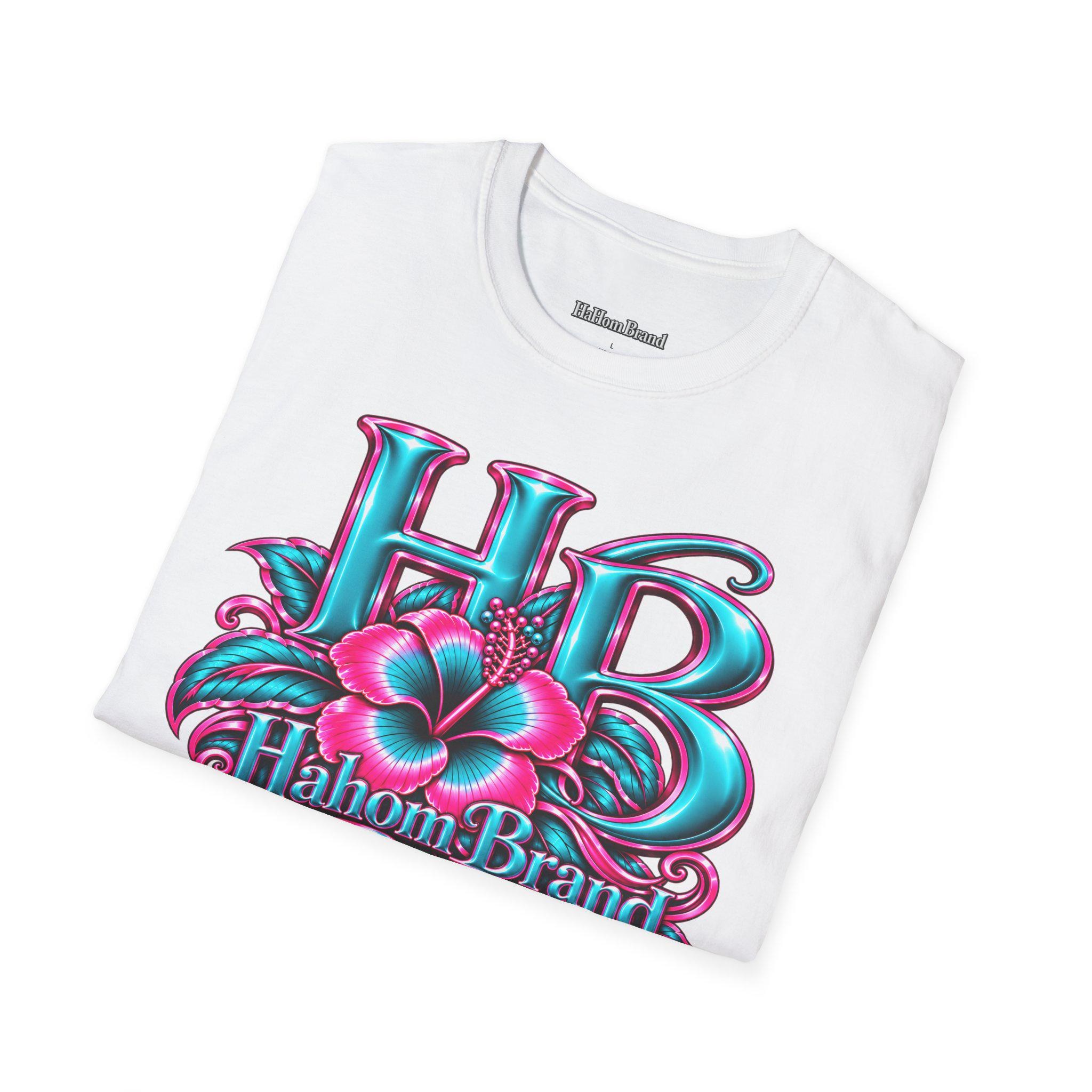 HB Floral Logo T-Shirt | Tropical Pink Teal Graphic, view 8