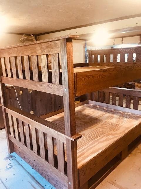 Solid Oak Farmhouse Full Over Full Bunk Bed