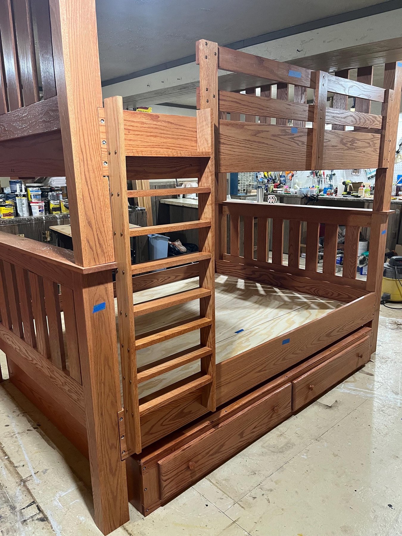 Custom Hardwood Queen Over Queen Bunk Bed