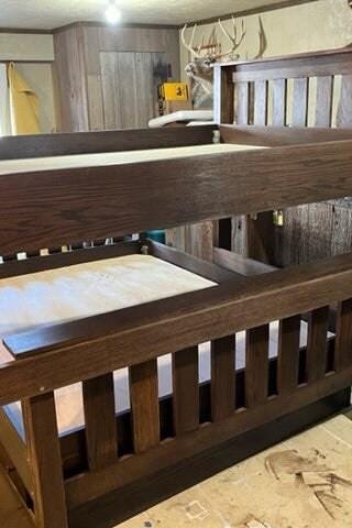 Custom Hardwood Queen Over Queen Bunk Bed, detail 3
