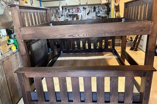 Custom Hardwood Queen Over Queen Bunk Bed, detail 4