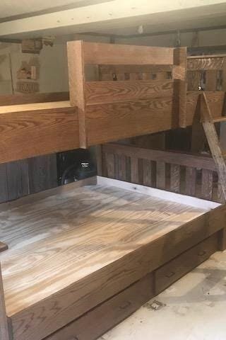 Custom Hardwood Queen Over Queen Bunk Bed, detail 5