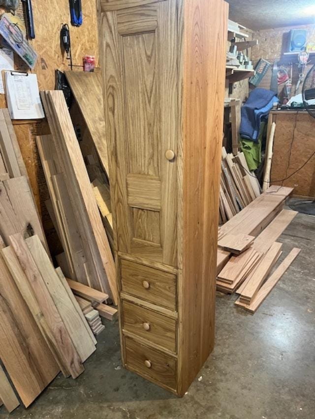 Custom Chimney Cabinet with Drawers, detail 2
