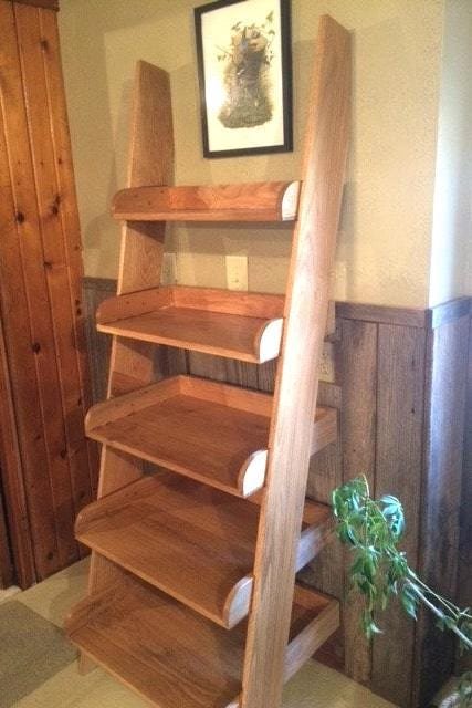 Solid Oak Ladder Shelf