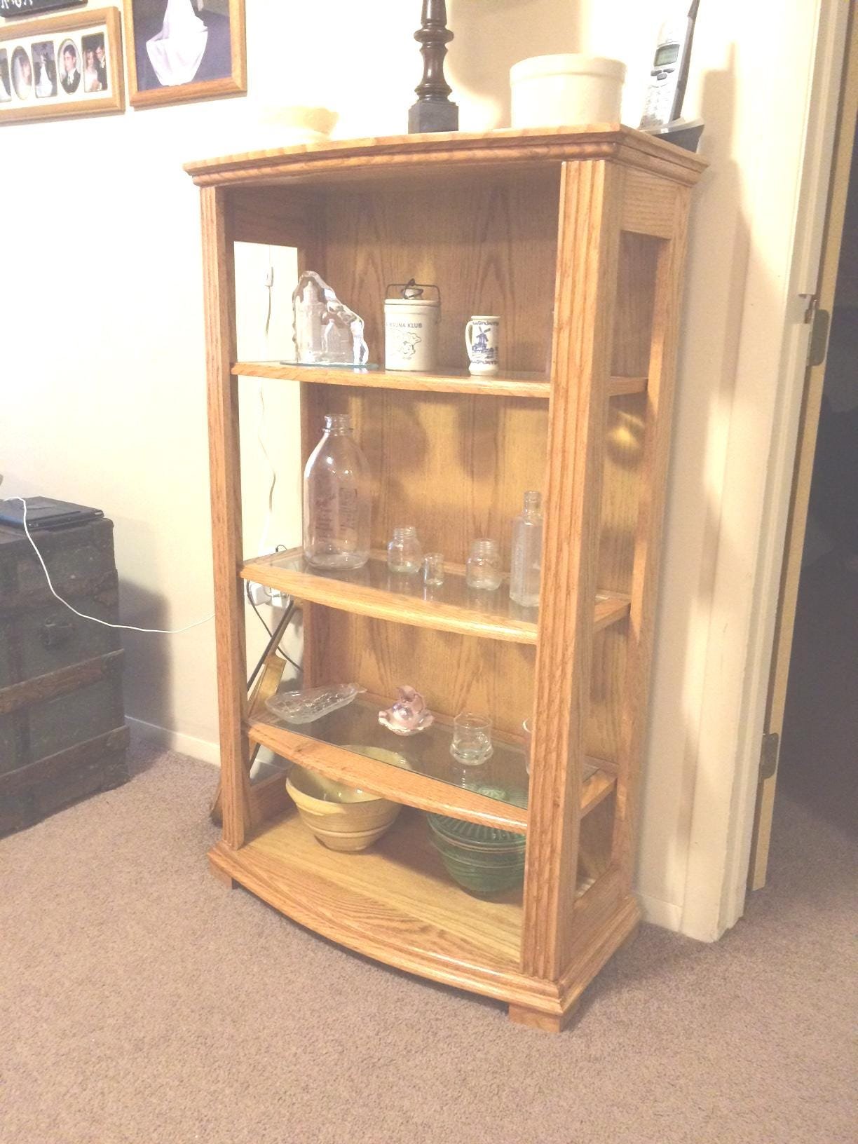 Handcrafted Custom Oak Collector's Cabinet