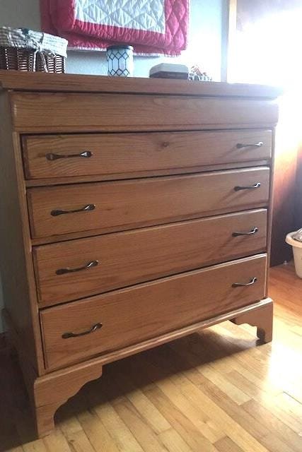 Solid Oak Five Drawer Dresser