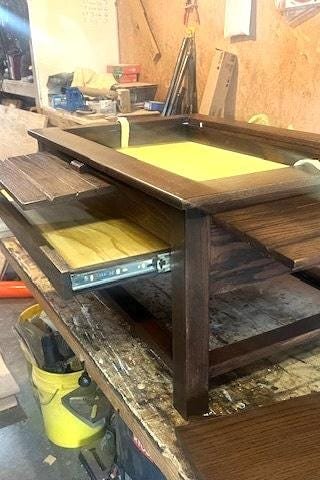 Custom Hardwood Puzzle Table, detail 3