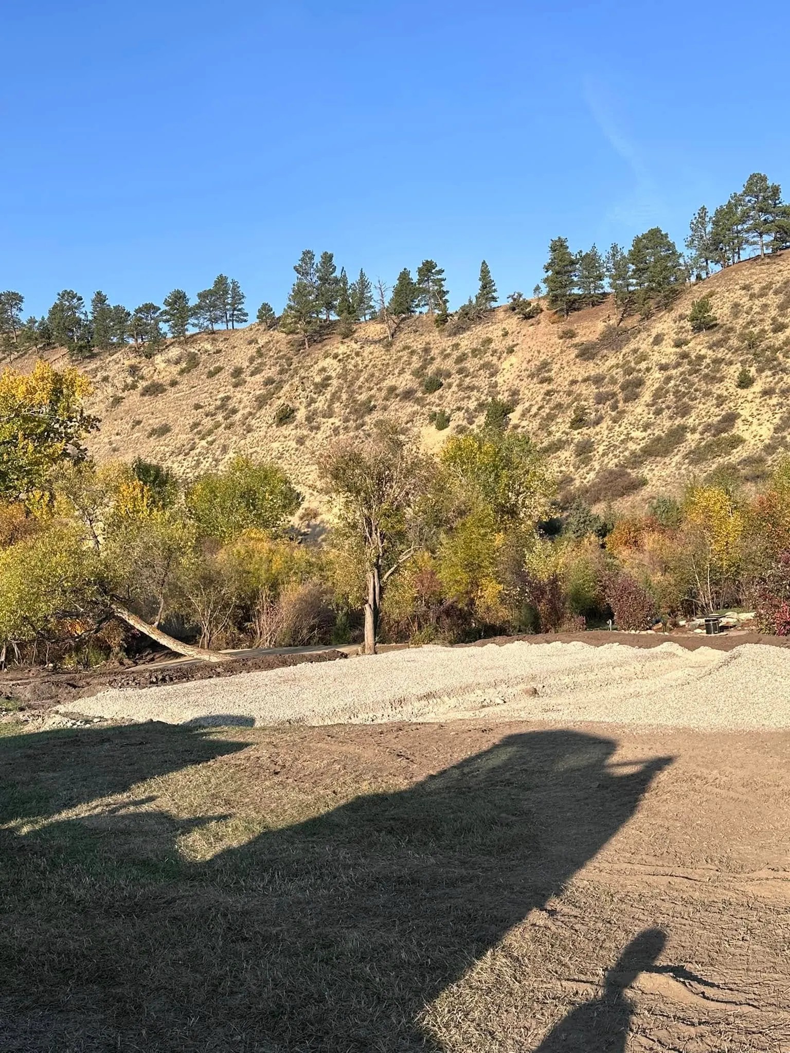 Prepared gravel surface on a rural property