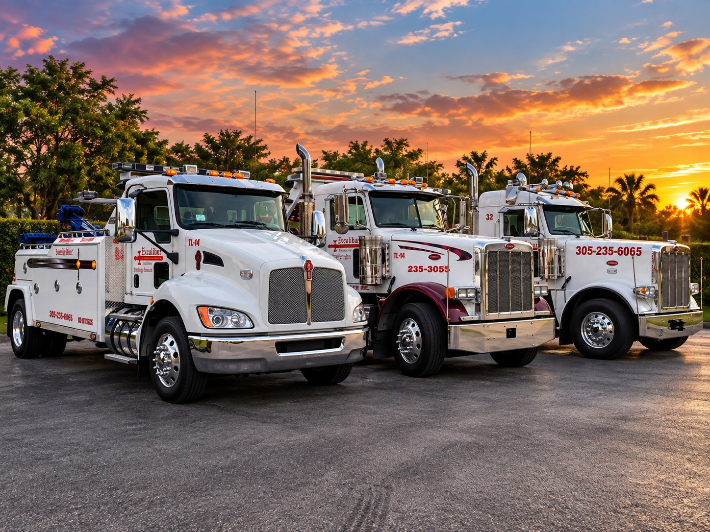 Excalibur Towing Service Corp. fleet in Miami-Dade