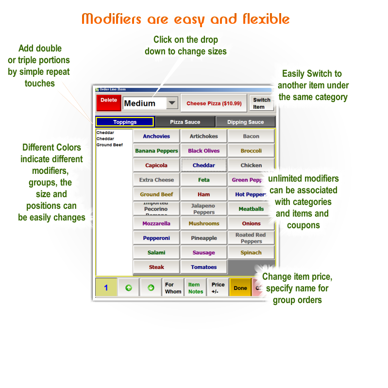 SuperMenu official item modifiers screen