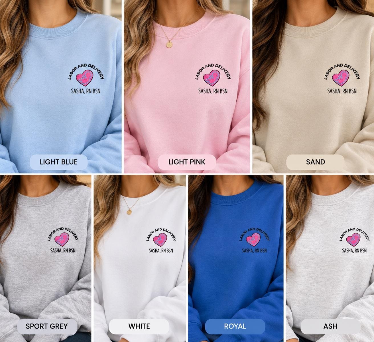 Custom Labor Delivery Nurse , Personalized RN BSN Crewneck Gift detail 3