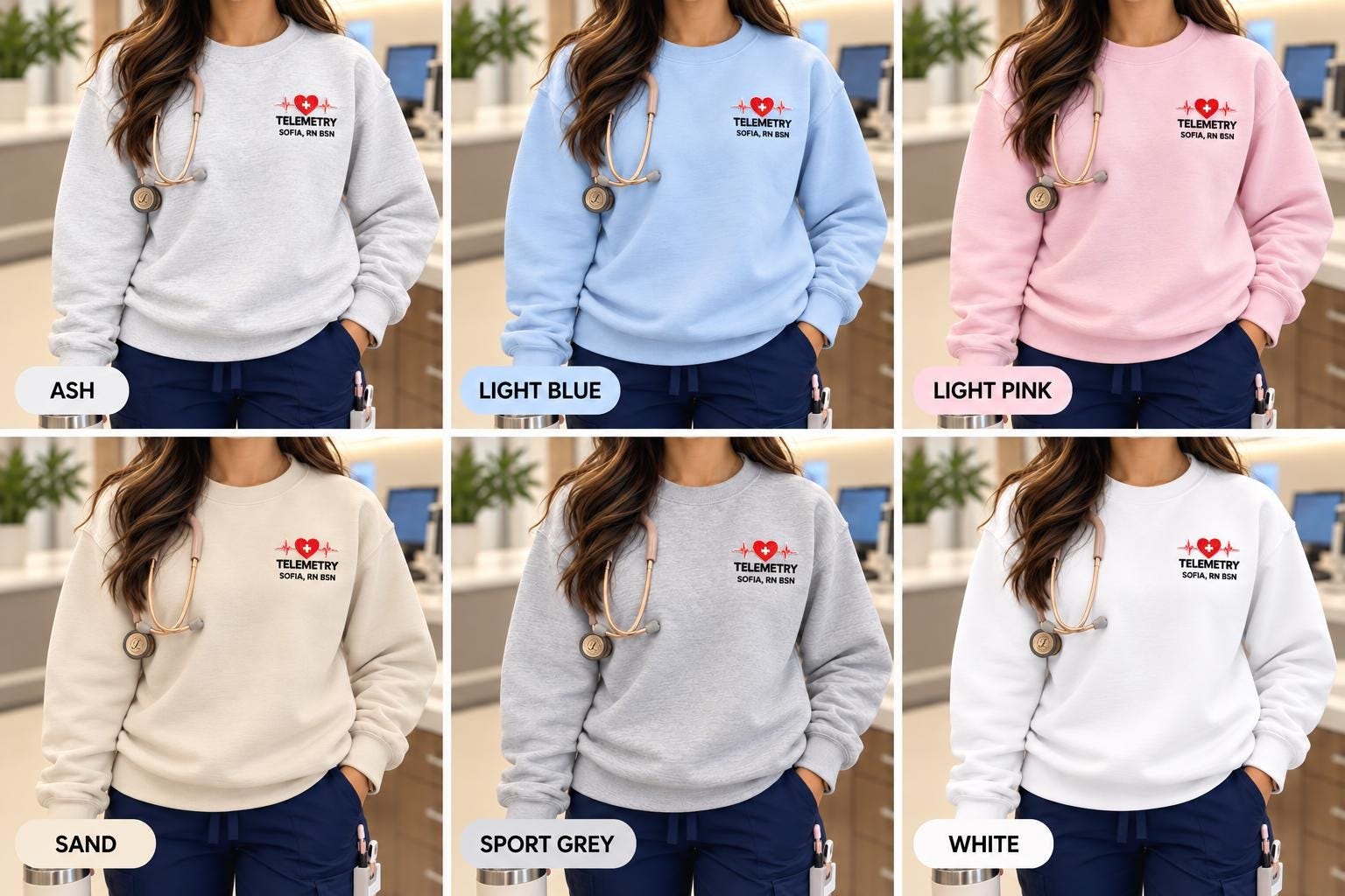 Custom Telemetry Nurse Crewneck, Custom RN BSN (Cardiac Specialty) detail 3