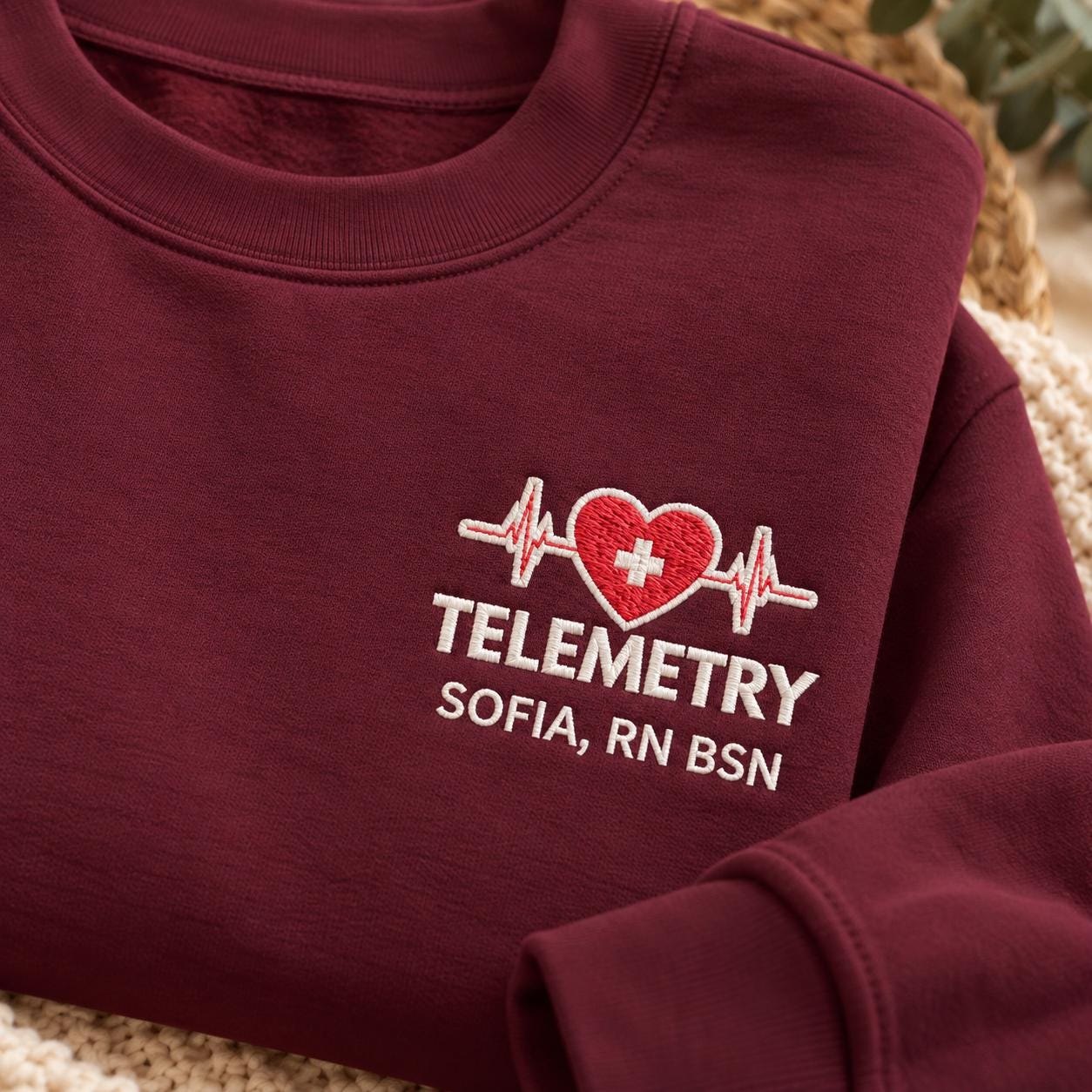 Custom Telemetry Nurse Crewneck, Cardiac RN Specialty