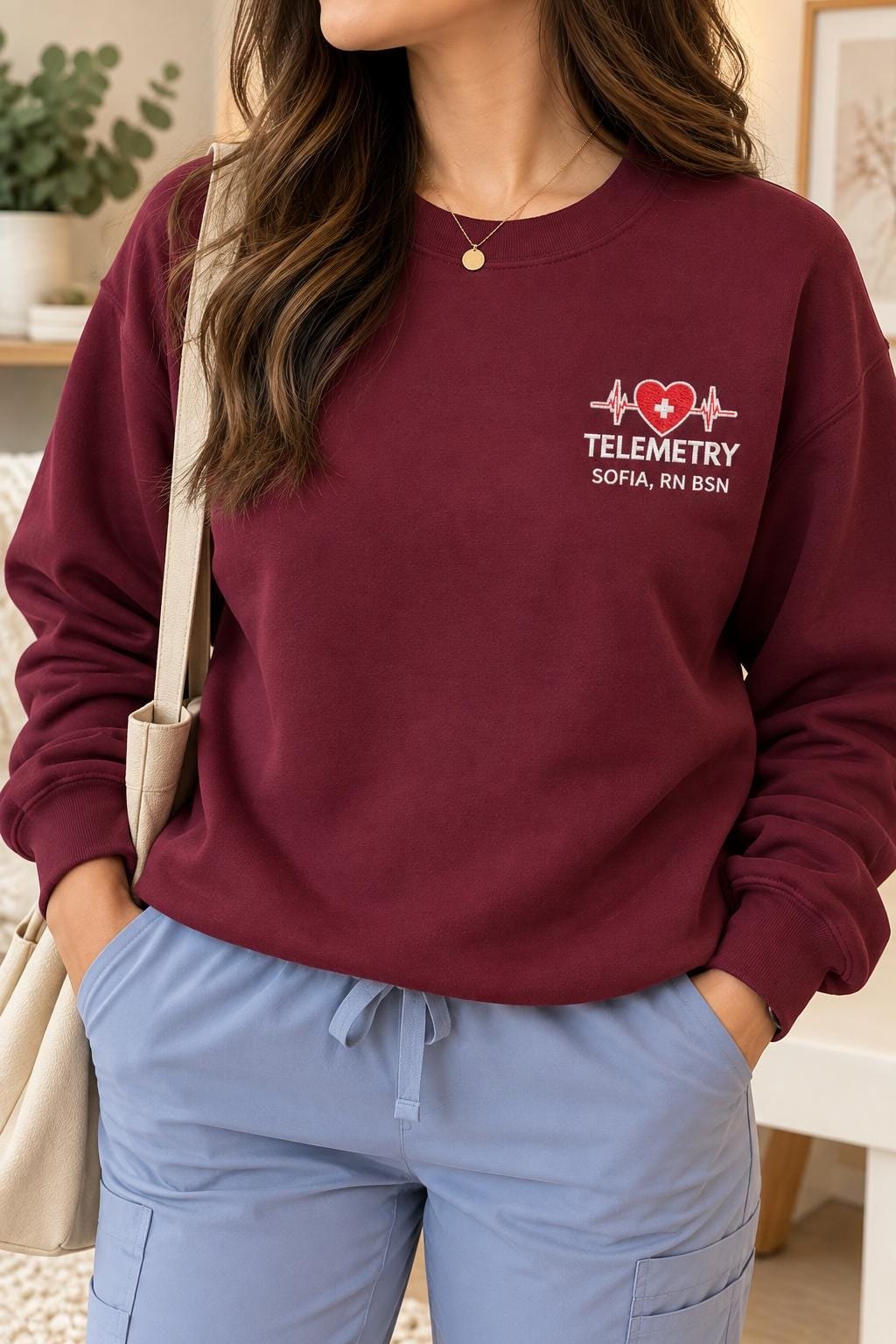 Custom Telemetry Nurse Crewneck, Cardiac RN Specialty detail 2